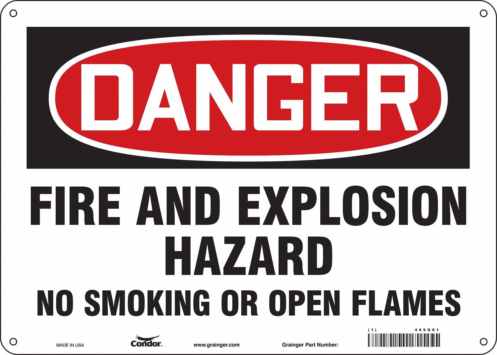 Safety Sign: Polyethylene, Mounting Holes Sign Mounting, 10 in x 14 in Nominal Sign Size, Danger