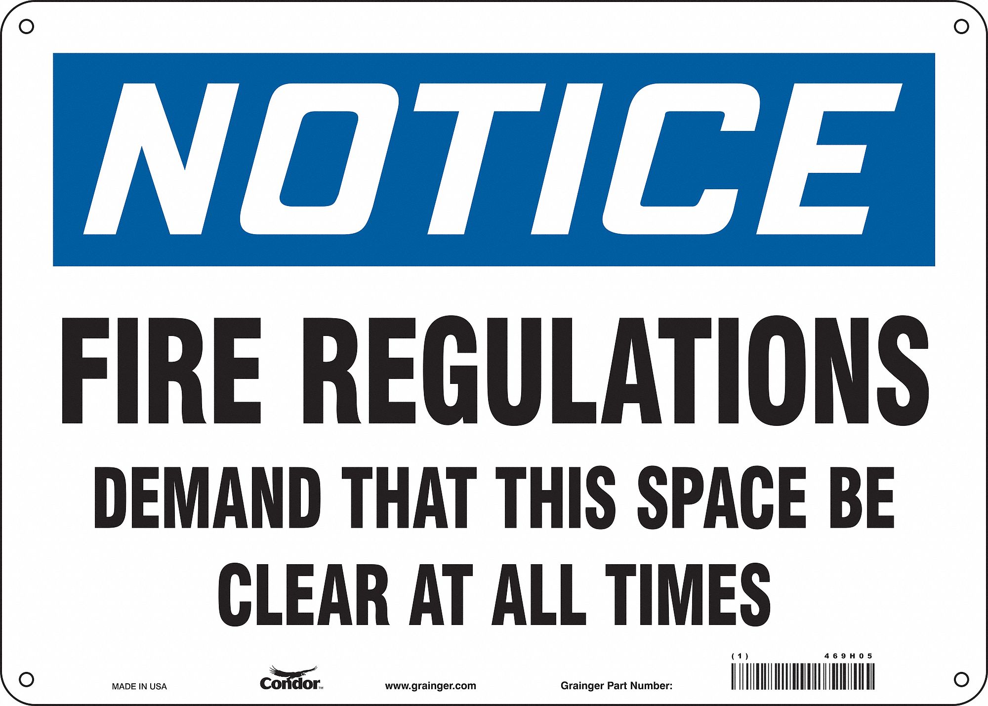 Safety Sign: Polyethylene, Mounting Holes Sign Mounting, 10 in x 14 in Nominal Sign Size