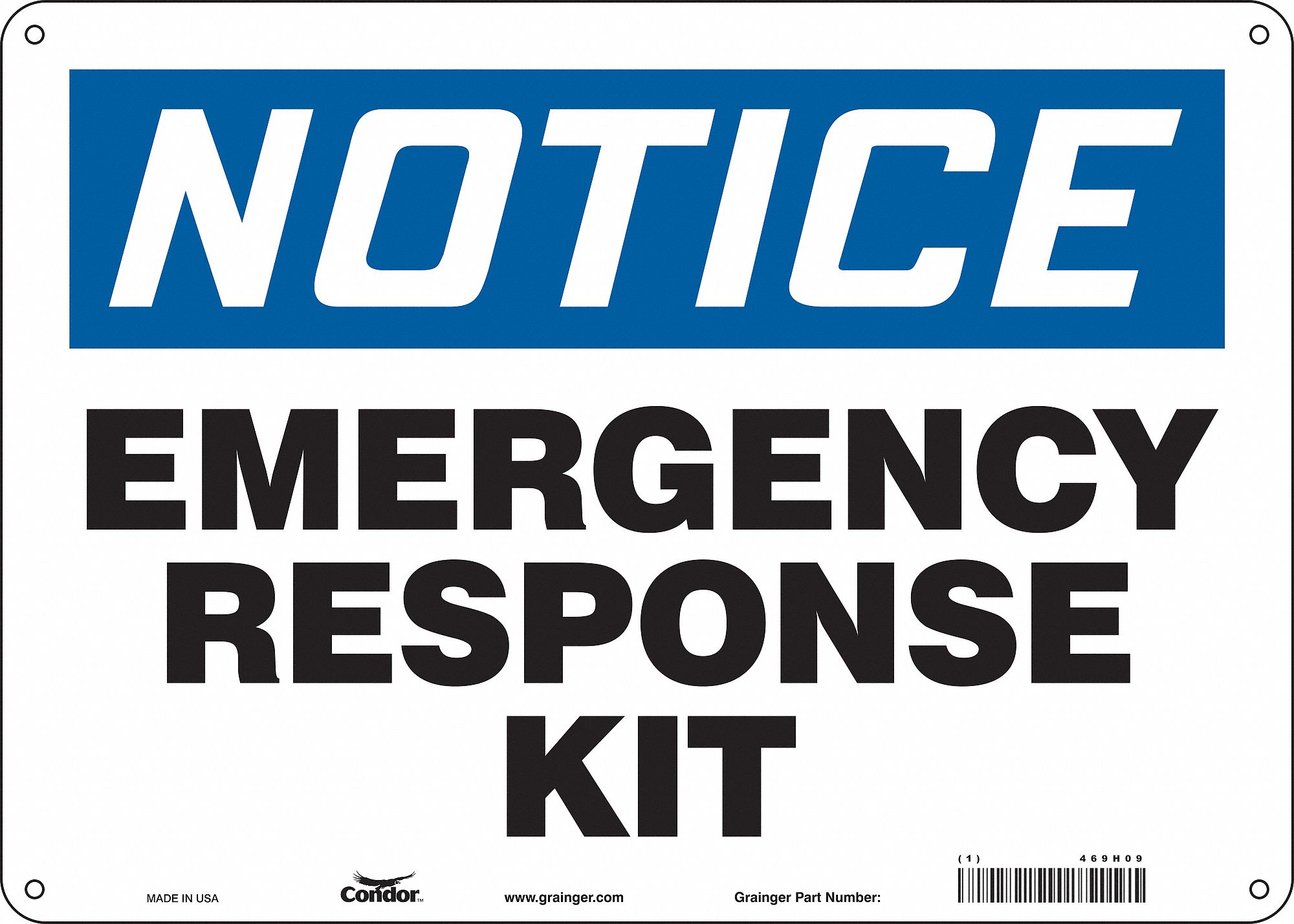 Safety Sign: Aluminum, Mounting Holes Sign Mounting, 10 in x 14 in Nominal Sign Size, 0.032 in Thick