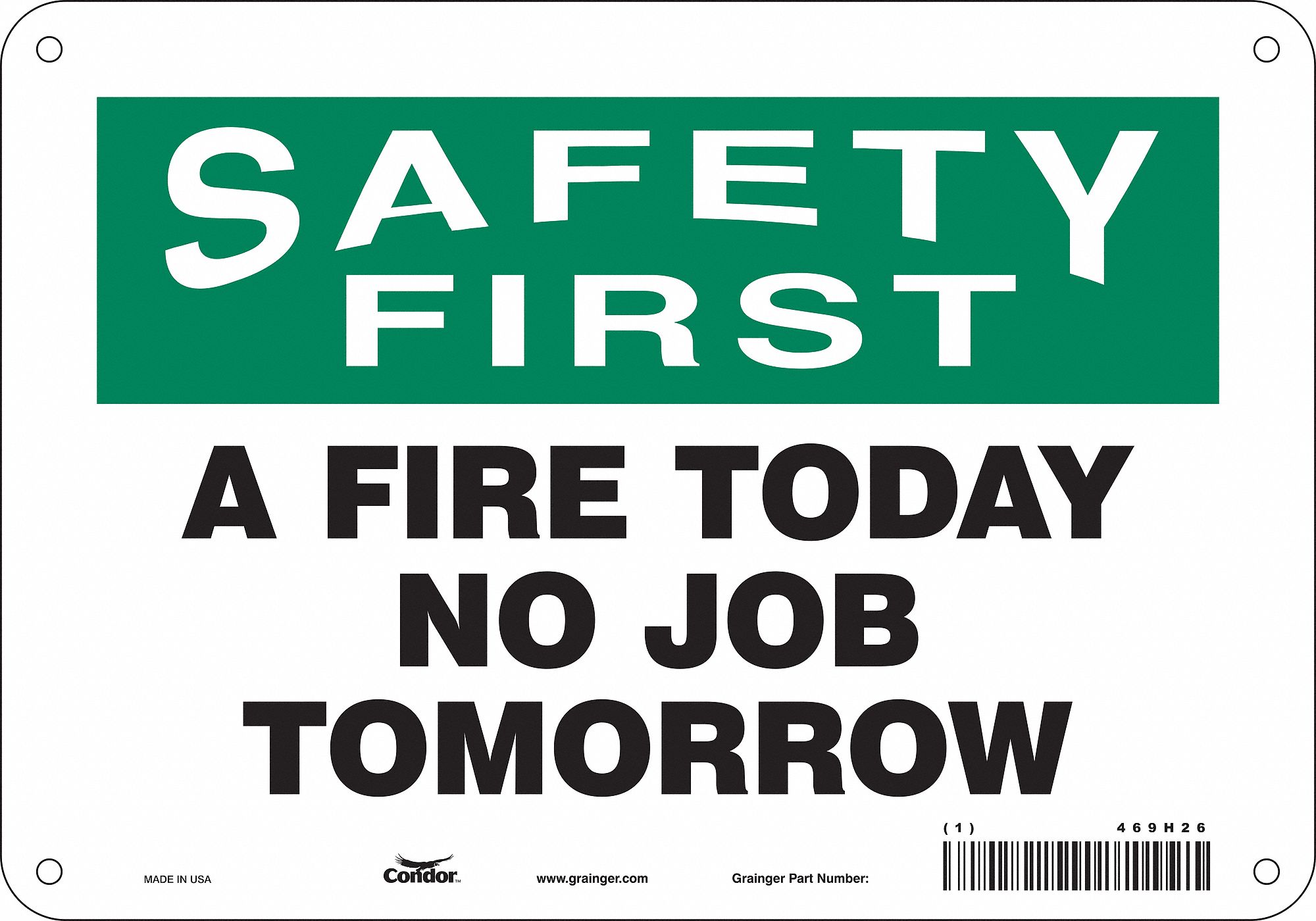 Safety Sign: Aluminum, Mounting Holes Sign Mounting, 7 in x 10 in Nominal Sign Size, 0.032 in Thick