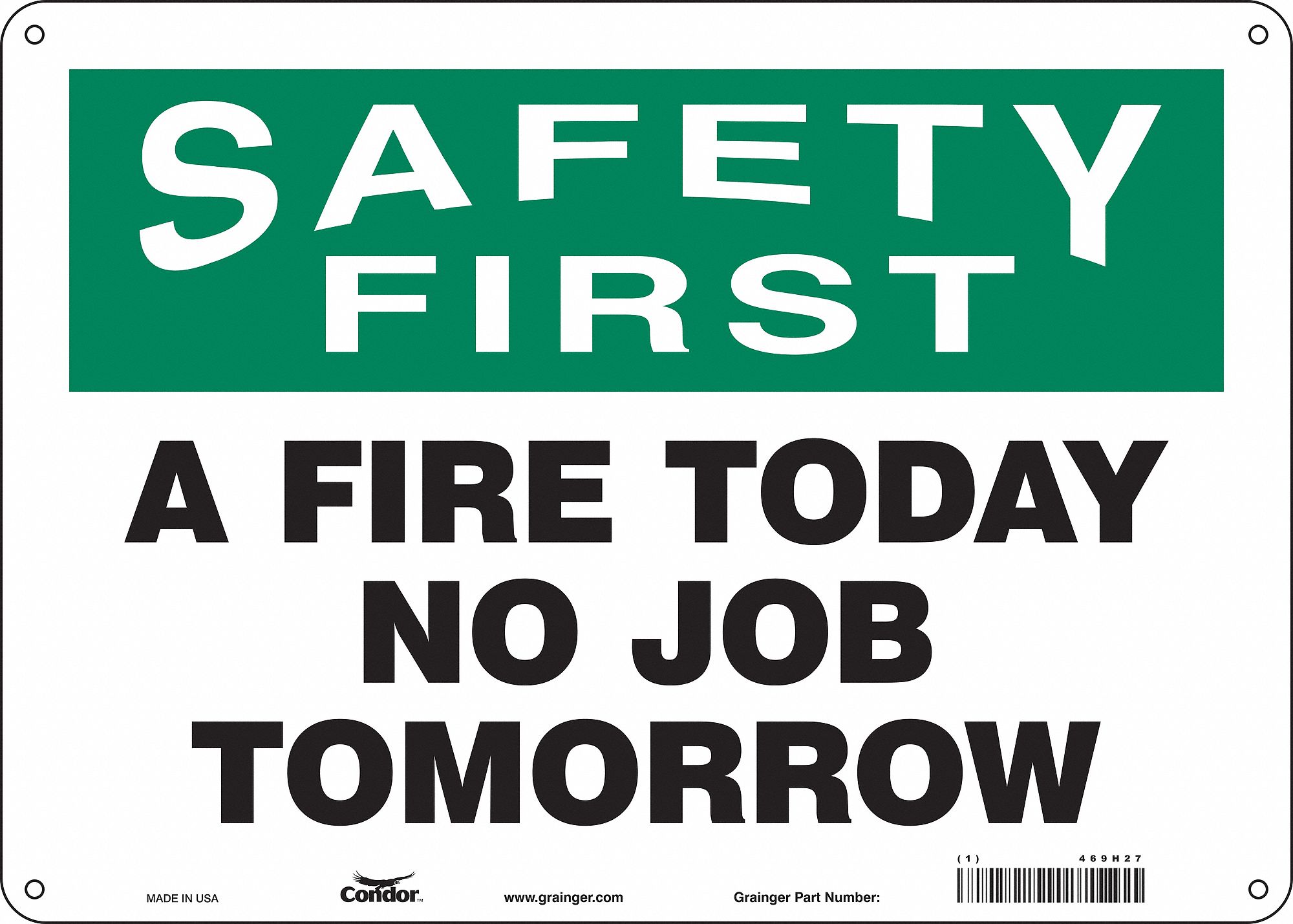 Safety Sign: Aluminum, Mounting Holes Sign Mounting, 10 in x 14 in Nominal Sign Size, 0.032 in Thick