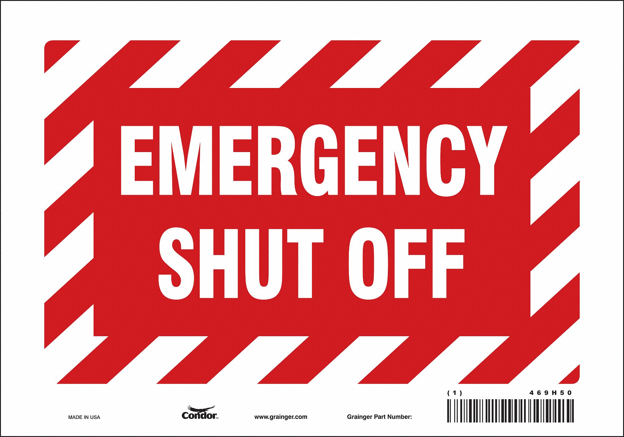 CONDOR SAFETY SIGN FIRE AND EMERGENCY, Emergency Shut Off, Sign Header