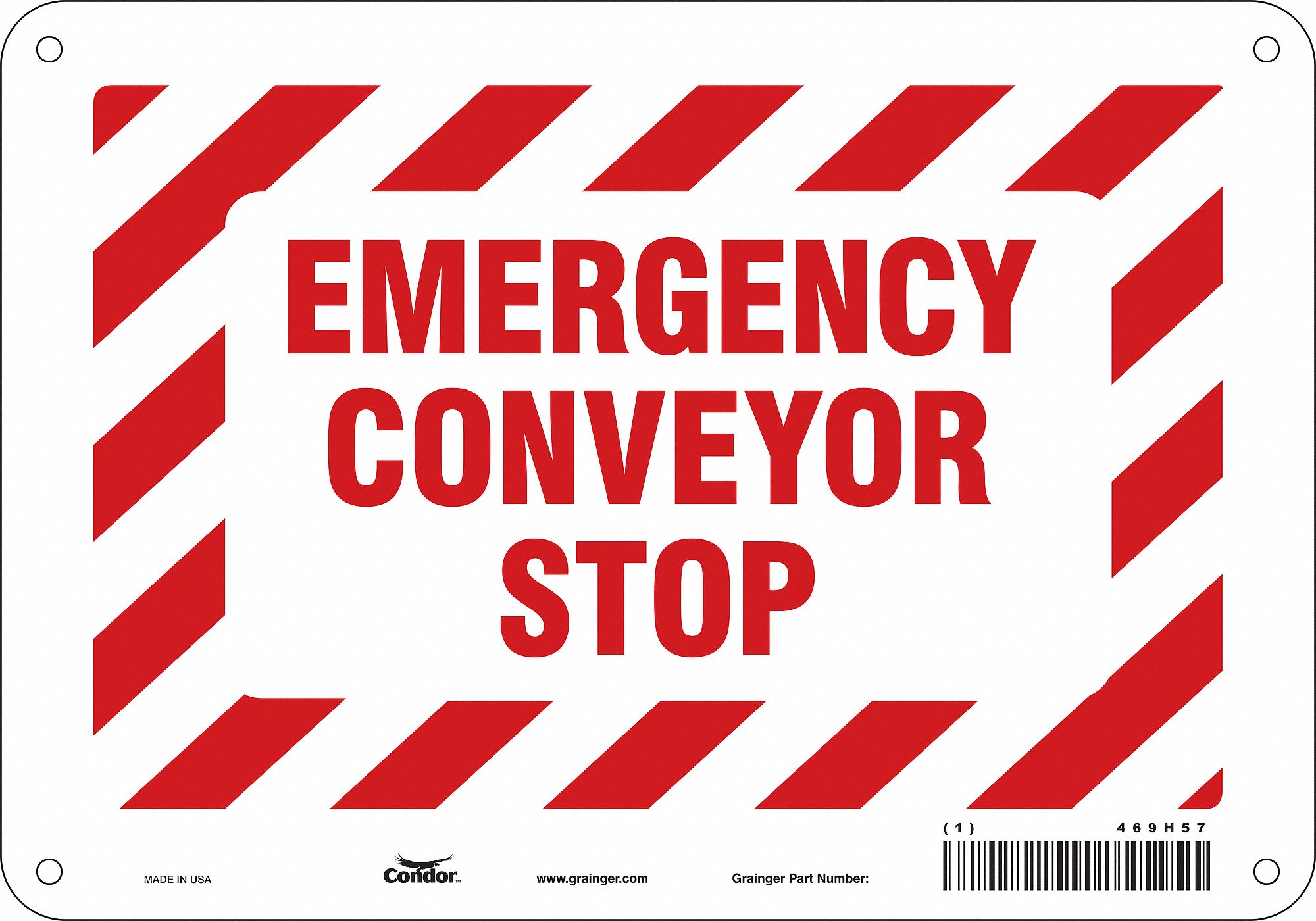 Safety Sign: Polyethylene, Mounting Holes Sign Mounting, 7 in x 10 in Nominal Sign Size, No Header