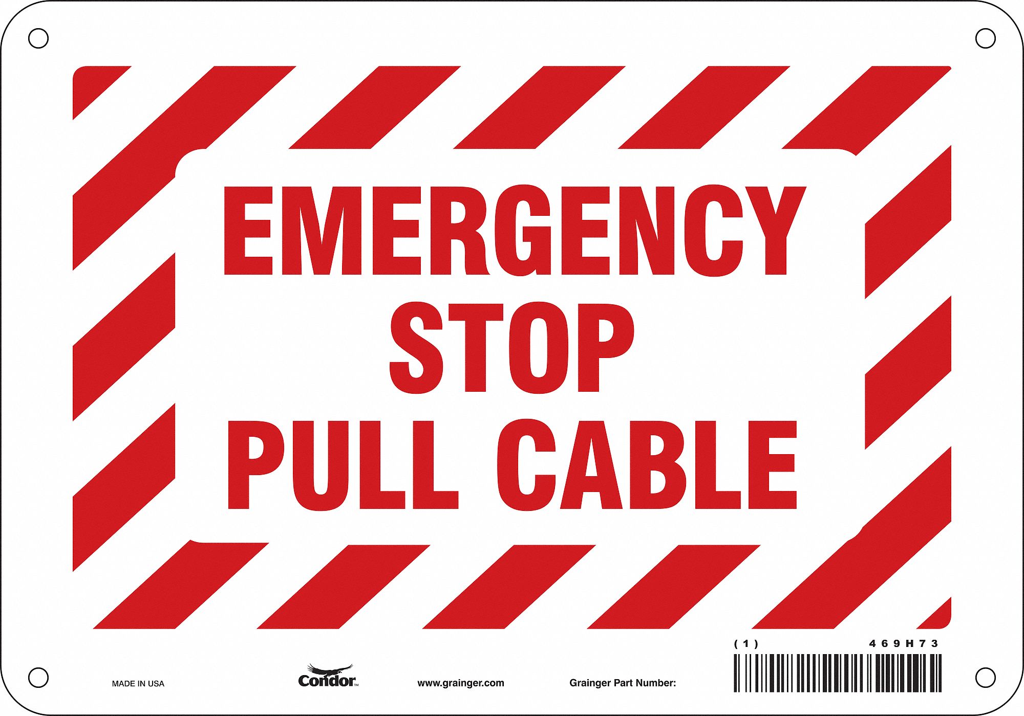 Safety Sign: Polyethylene, Mounting Holes Sign Mounting, 7 in x 10 in Nominal Sign Size, No Header