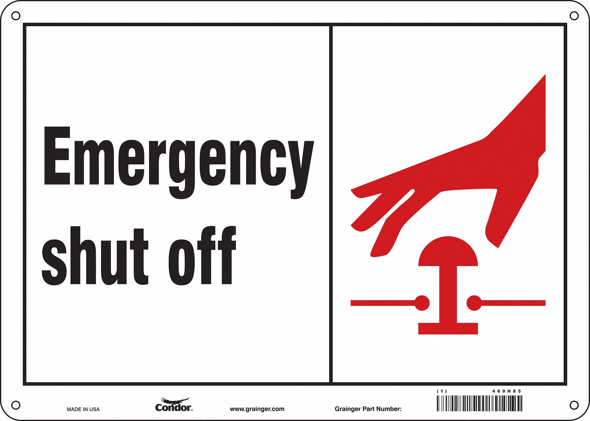 Safety Sign: Aluminum, Mounting Holes Sign Mounting, 10 in x 14 in Nominal Sign Size, 0.032 in Thick