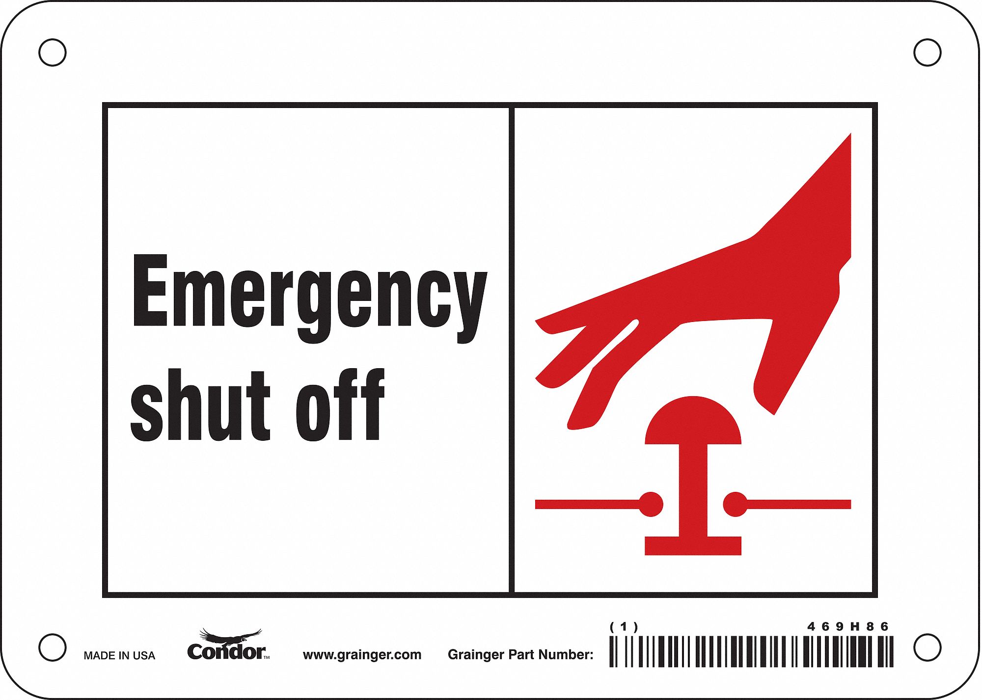 Safety Sign: Polyethylene, Mounting Holes Sign Mounting, 5 in x 7 in Nominal Sign Size