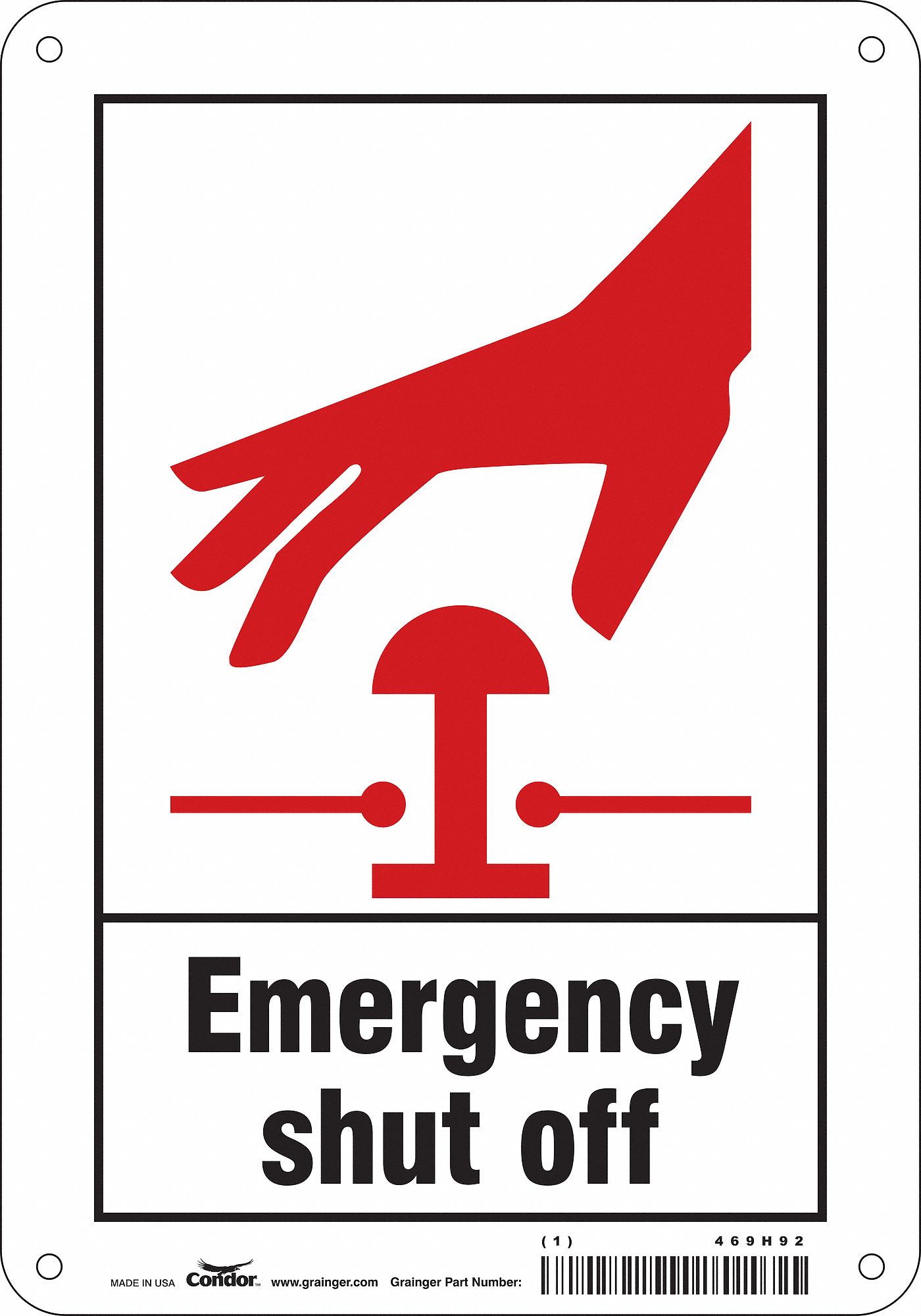 Safety Sign: Aluminum, Mounting Holes Sign Mounting, 10 in x 7 in Nominal Sign Size, 0.032 in Thick