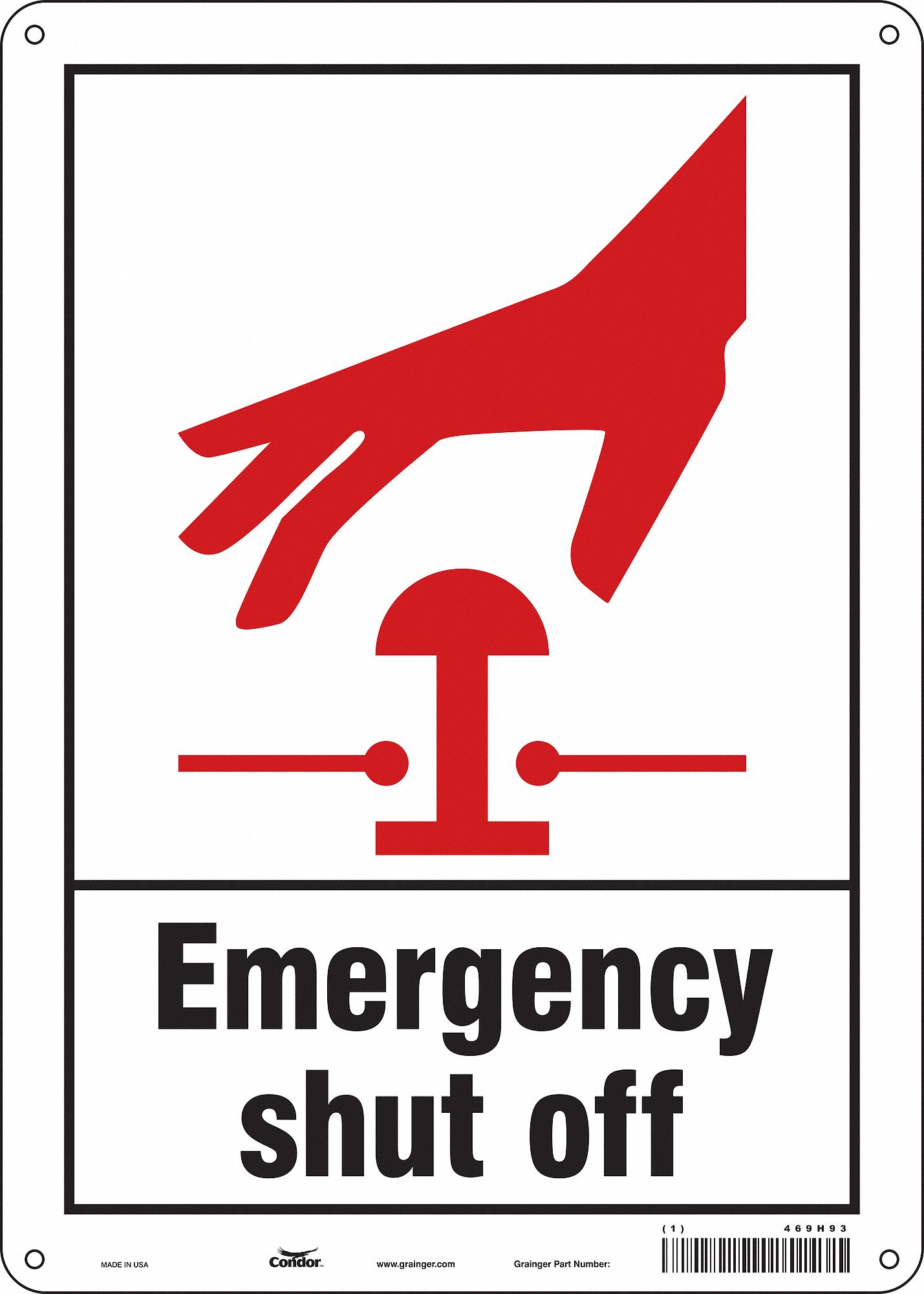 Safety Sign: Aluminum, Mounting Holes Sign Mounting, 14 in x 10 in Nominal Sign Size, 0.032 in Thick
