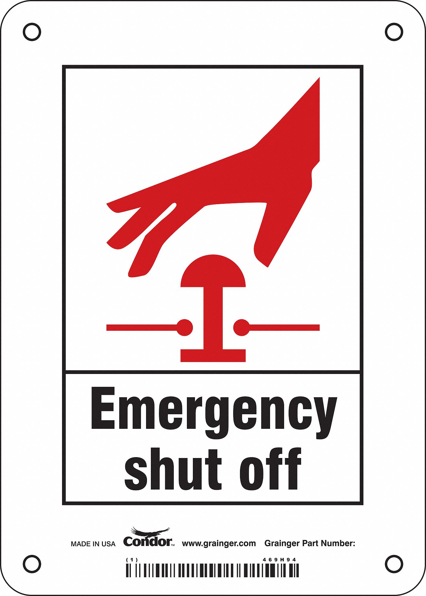 Safety Sign: Polyethylene, Mounting Holes Sign Mounting, 7 in x 5 in Nominal Sign Size, No Header