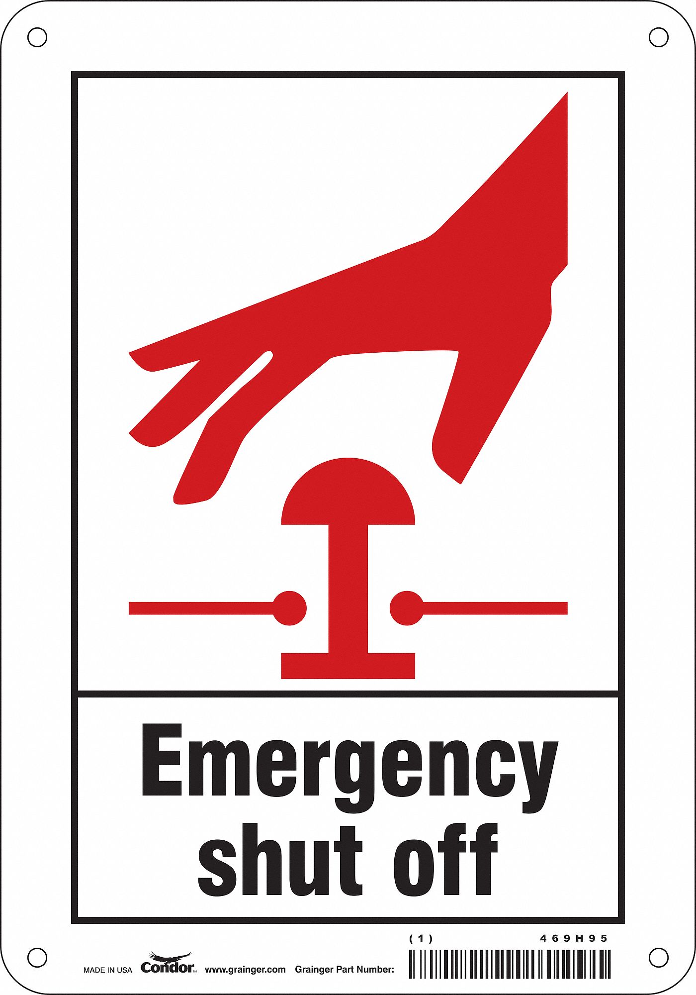 Safety Sign: Polyethylene, Mounting Holes Sign Mounting, 10 in x 7 in Nominal Sign Size