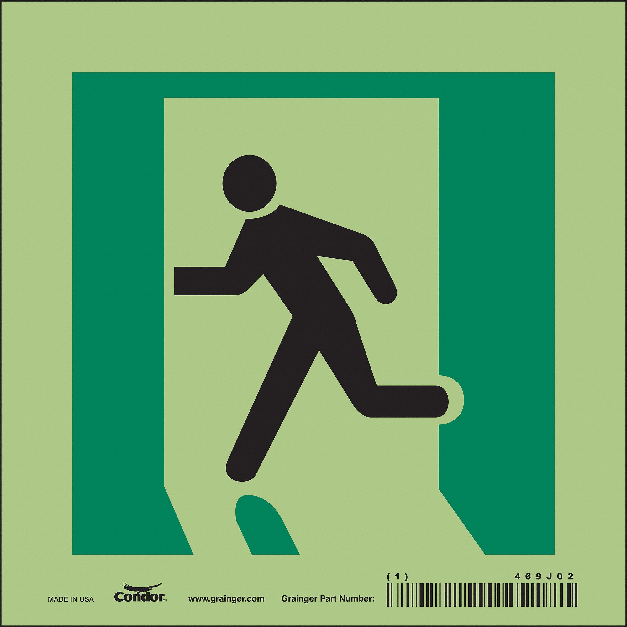 Safety Sign: Glow Vinyl, Adhesive Sign Mounting, 6 in x 6 in Nominal Sign Size, Not Retroreflective