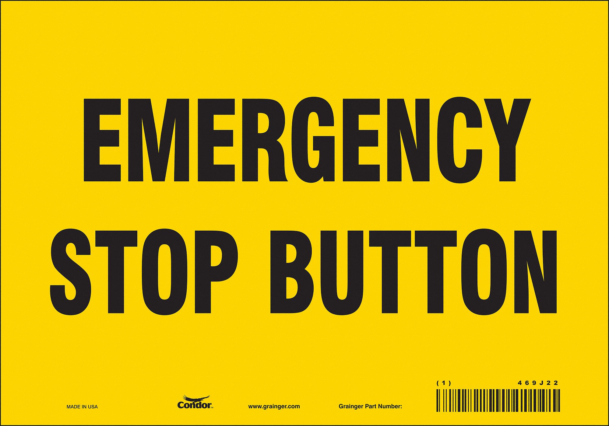 CONDOR SAFETY SIGN FIRE AND EMERGENCY, Emergency Stop Button, Sign ...