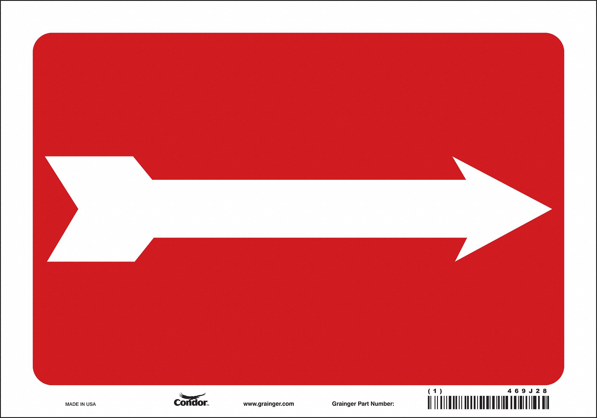 SAFETY SIGN, VINYL, ADHESIVE MOUNT, 7 IN X 10 IN NOMINAL SIGN SIZE, NOT RETROREFLECTIVE, RIGHT ARROW PICTOGRAM