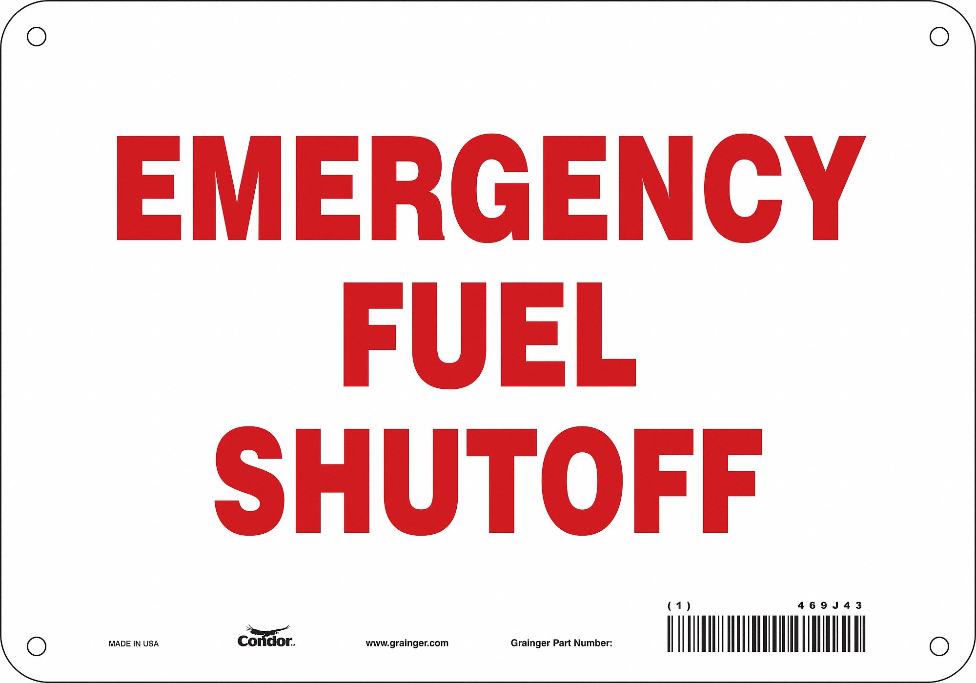 Safety Sign: Polyethylene, Mounting Holes Sign Mounting, 7 in x 10 in Nominal Sign Size, No Header