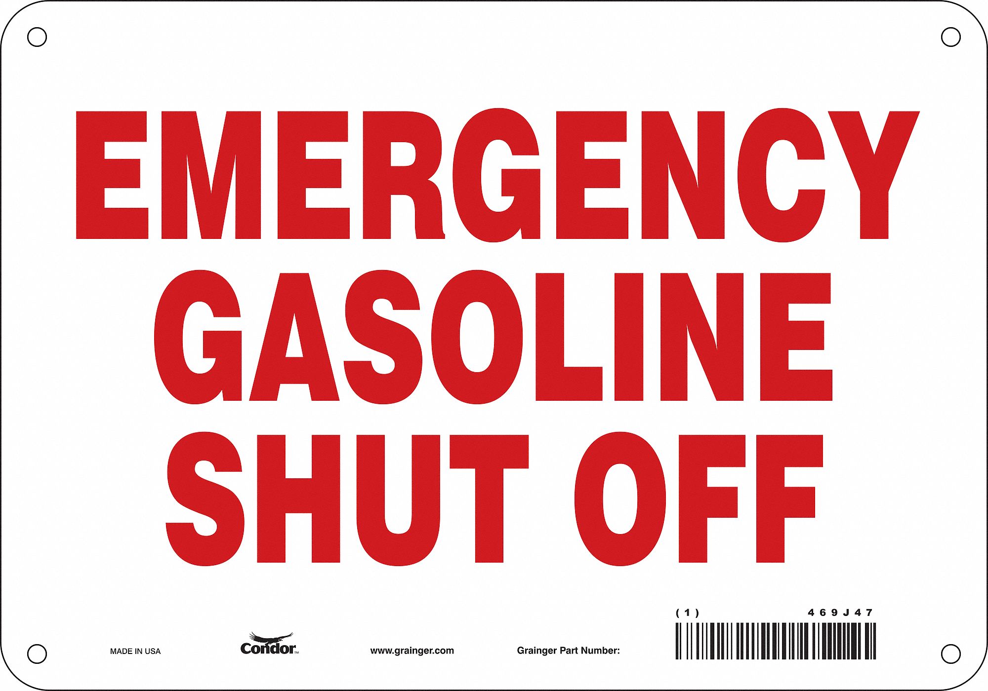 Safety Sign: Aluminum, Mounting Holes Sign Mounting, 7 in x 10 in Nominal Sign Size, 0.032 in Thick