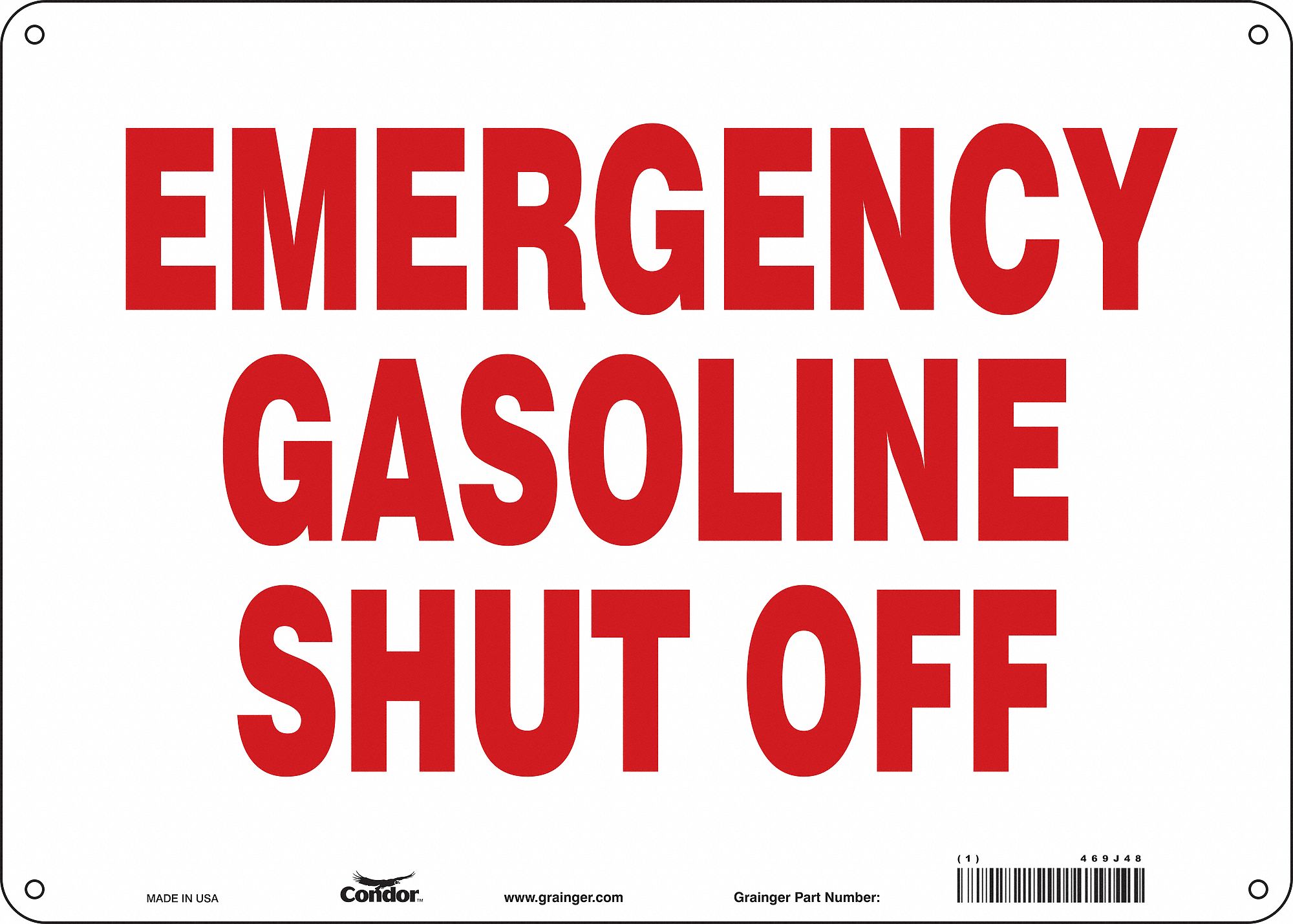 Safety Sign: Aluminum, Mounting Holes Sign Mounting, 10 in x 14 in Nominal Sign Size, 0.032 in Thick