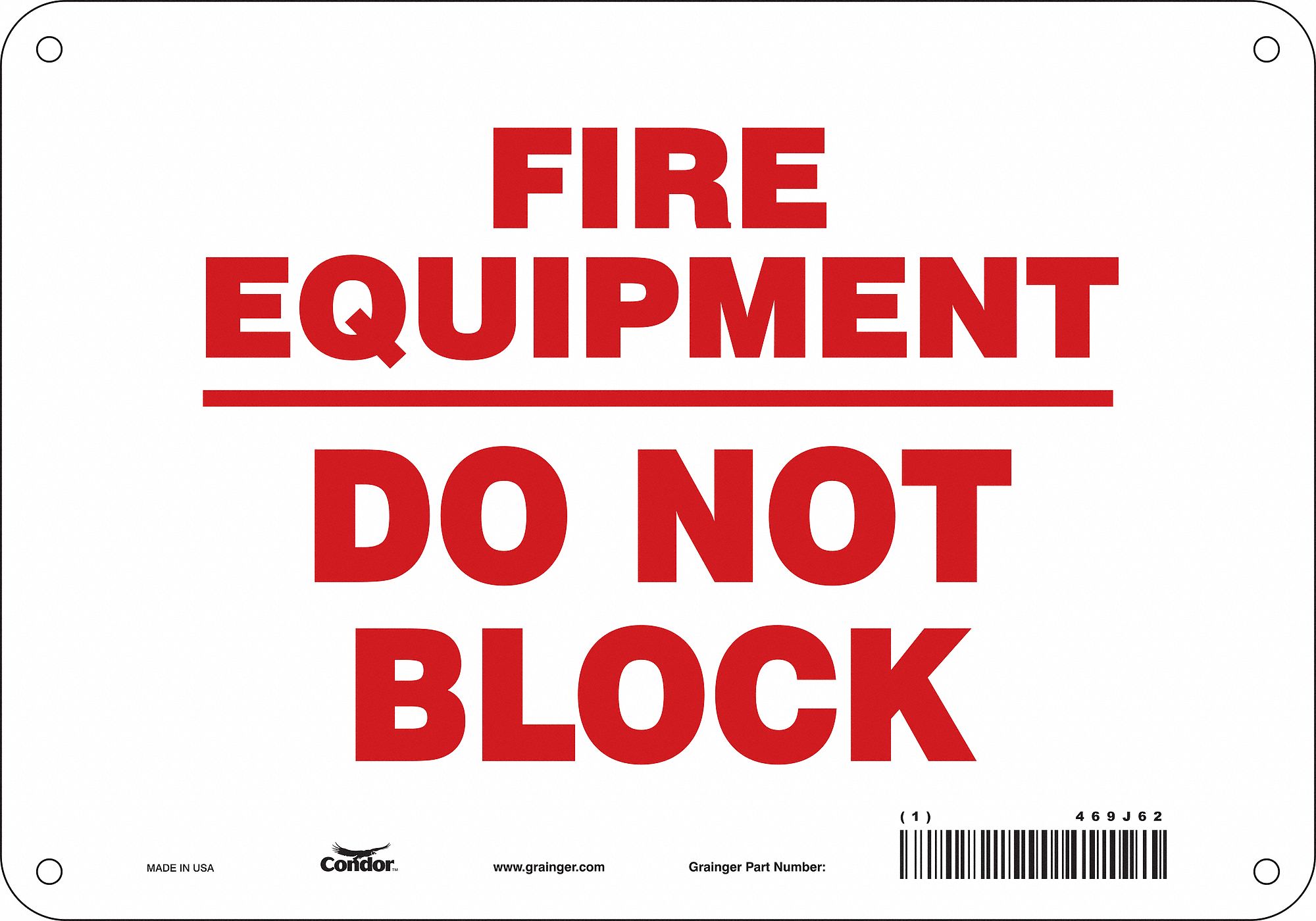 Safety Sign: Polyethylene, Mounting Holes Sign Mounting, 7 in x 10 in Nominal Sign Size