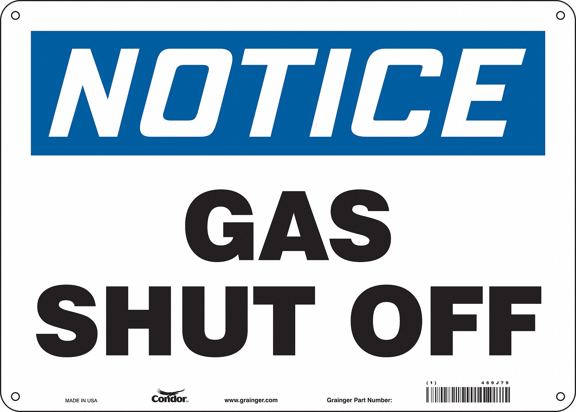 Safety Sign: Aluminum, Mounting Holes Sign Mounting, 10 in x 14 in Nominal Sign Size, 0.032 in Thick