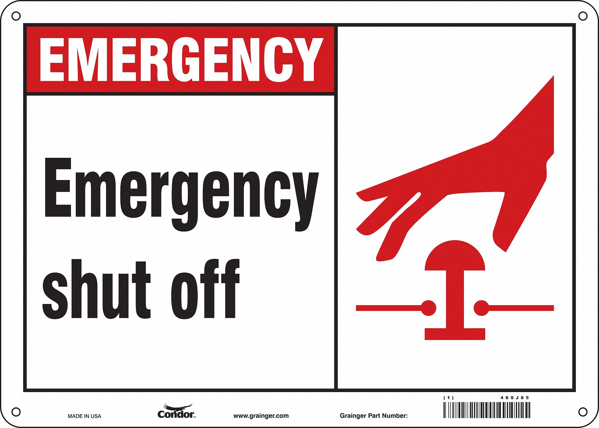 Safety Sign: Aluminum, Mounting Holes Sign Mounting, 10 in x 14 in Nominal Sign Size, 0.032 in Thick
