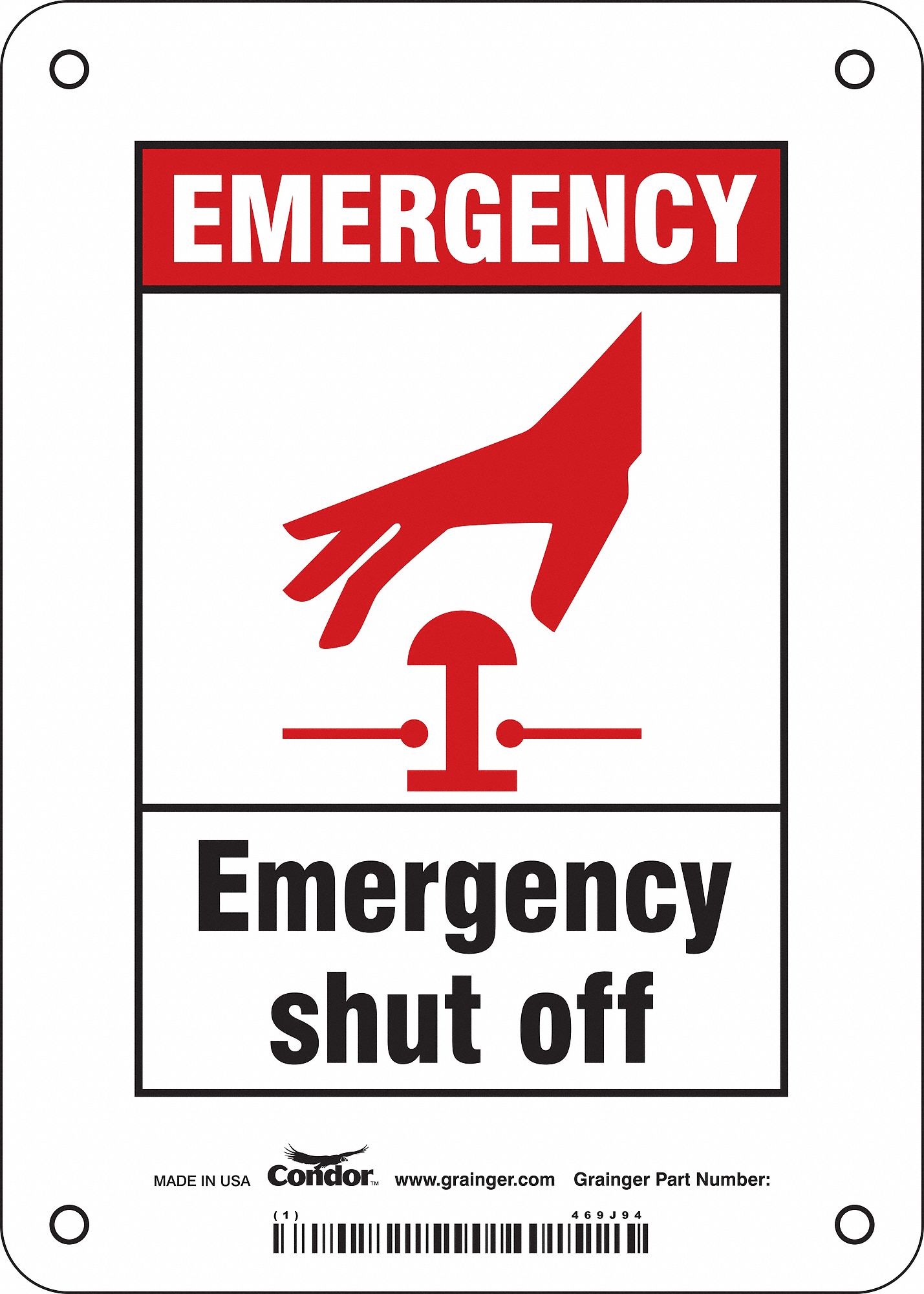 Safety Sign: Polyethylene, Mounting Holes Sign Mounting, 7 in x 5 in Nominal Sign Size