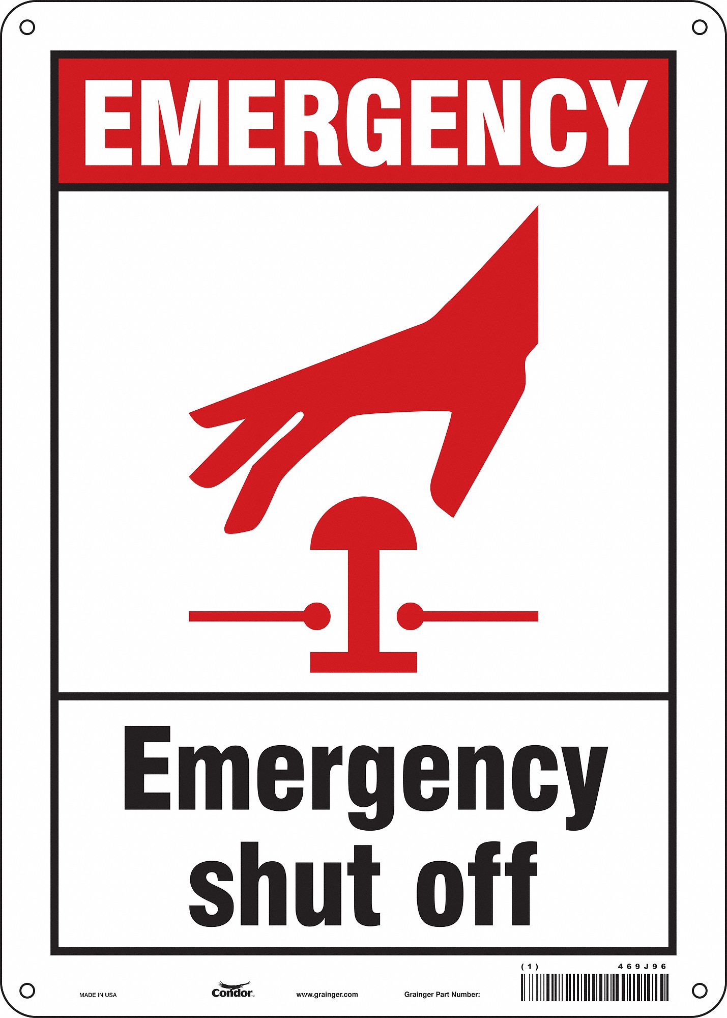 Safety Sign: Polyethylene, Mounting Holes Sign Mounting, 14 in x 10 in Nominal Sign Size