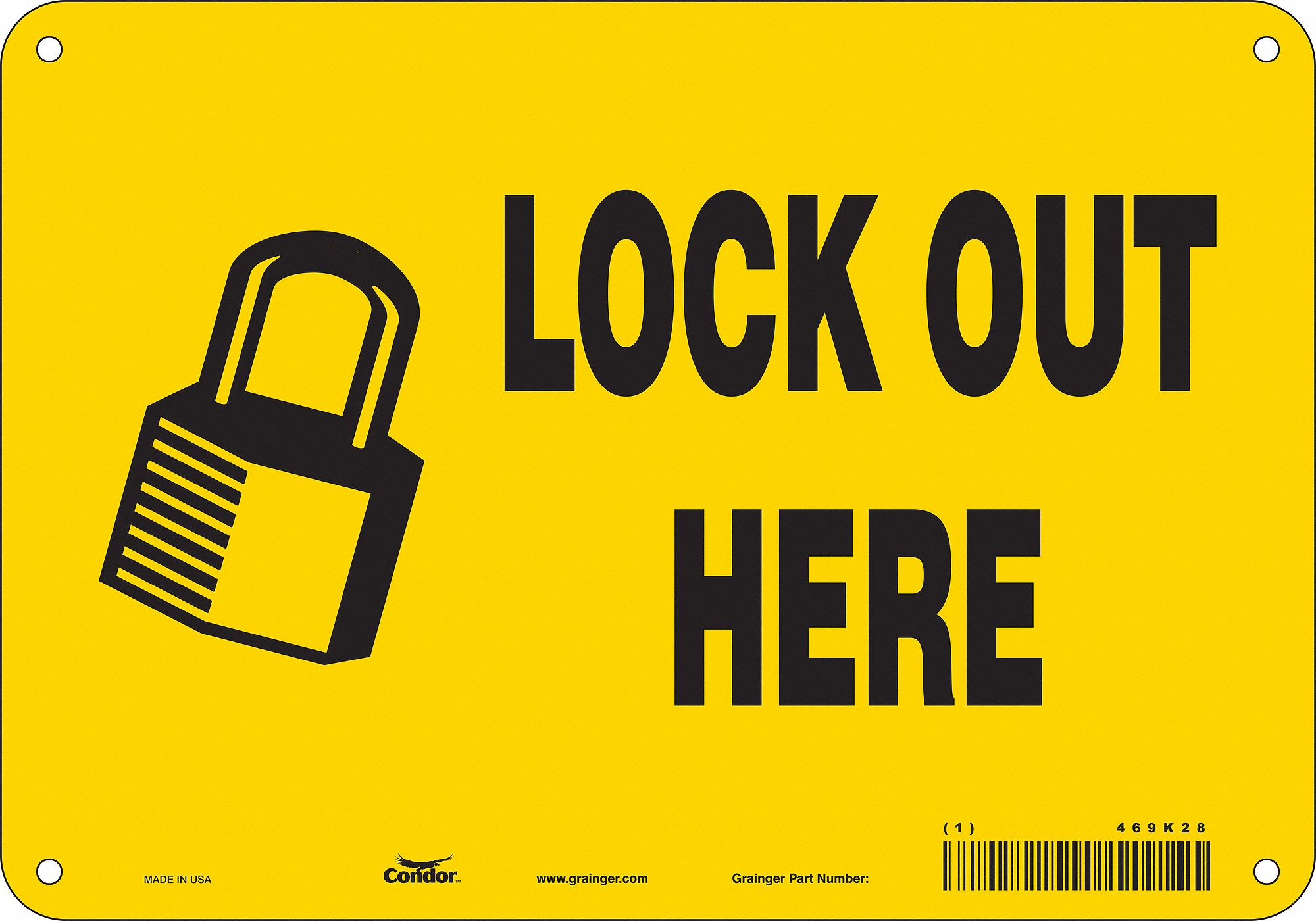 Safety Sign: Aluminum, Mounting Holes Sign Mounting, 7 in x 10 in Nominal Sign Size, 0.032 in Thick