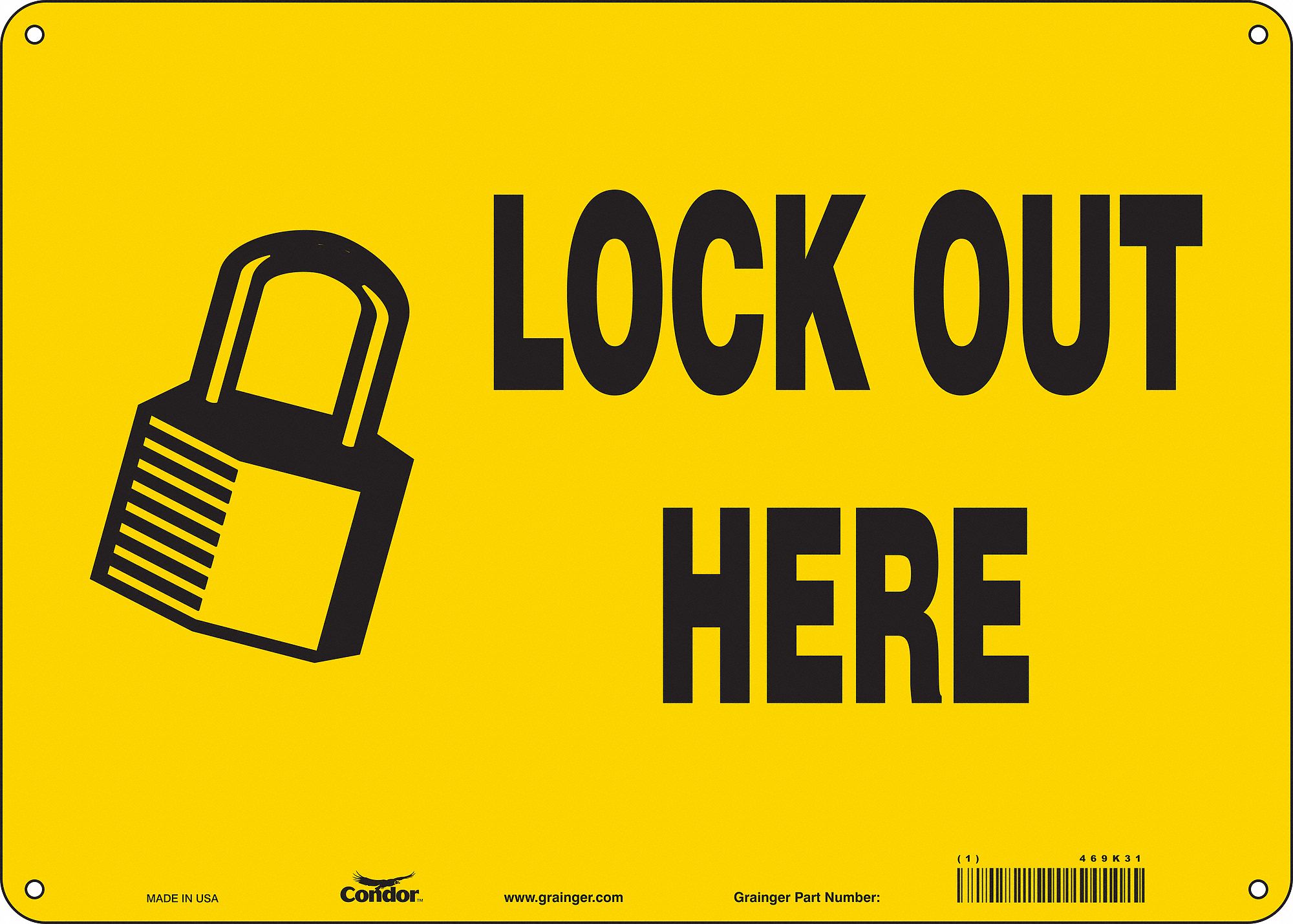 Safety Sign: Polyethylene, Mounting Holes Sign Mounting, 10 in x 14 in Nominal Sign Size, No Header