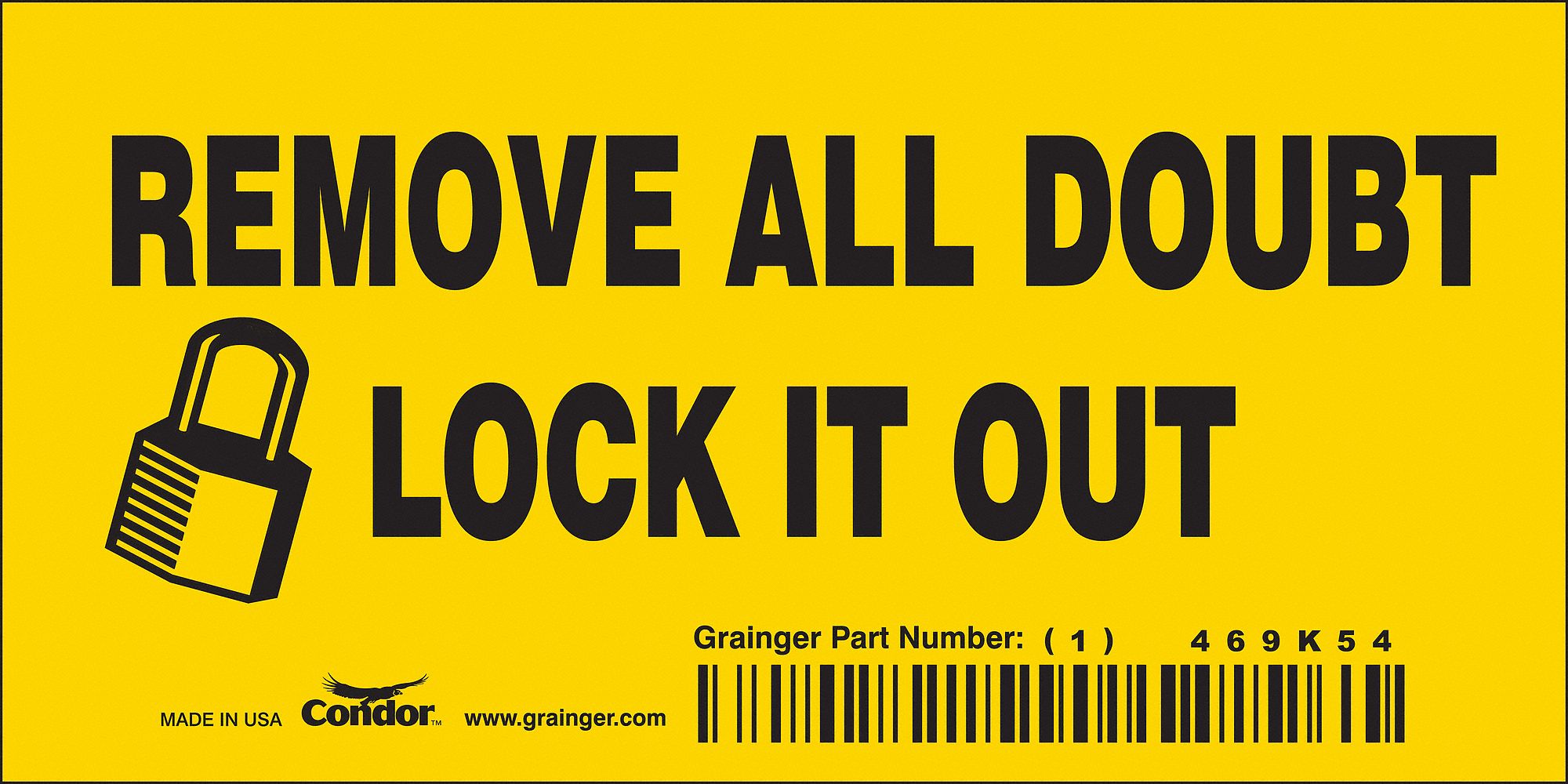 Safety Sign, 2.25in x 4.5in, Vinyl