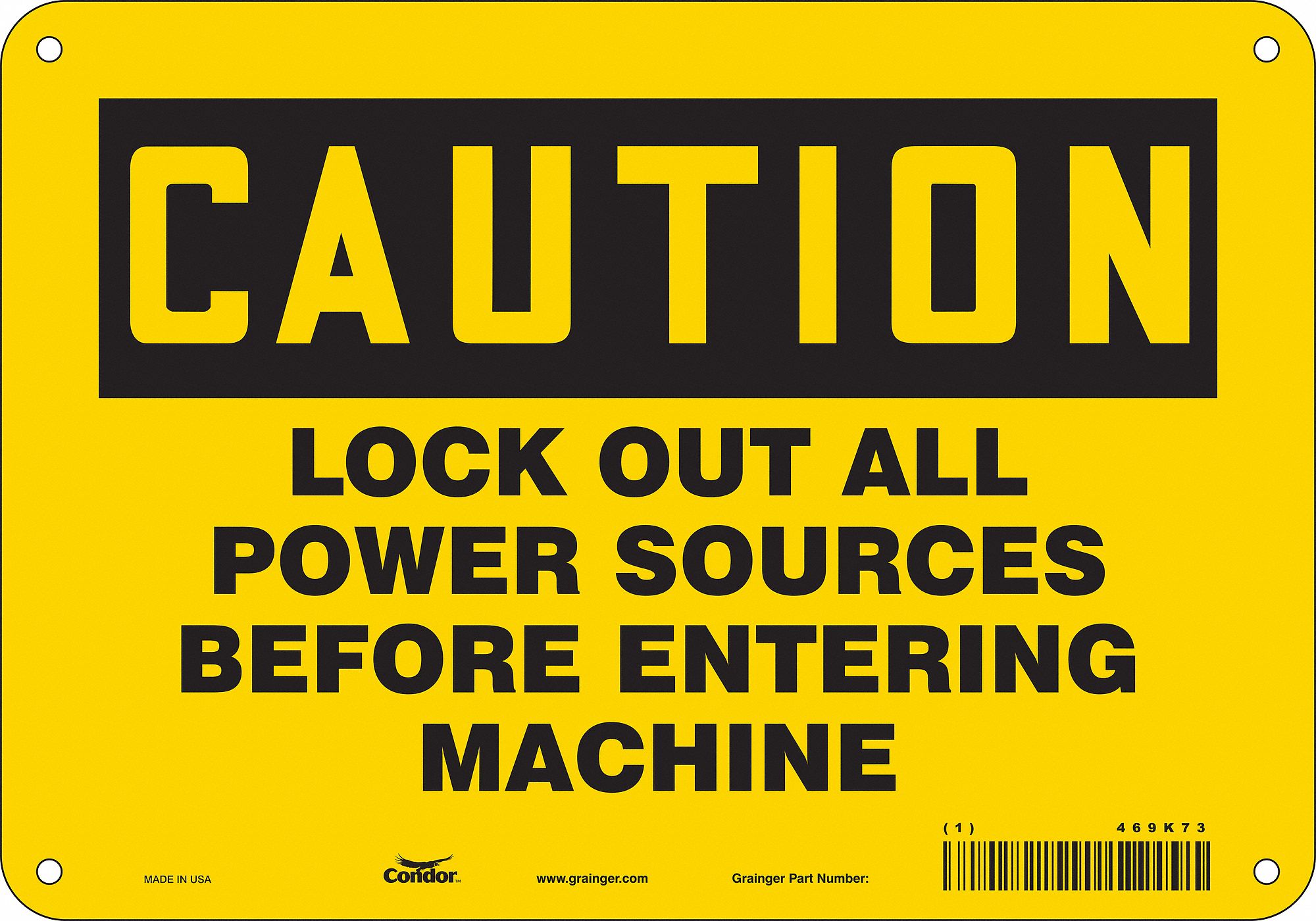 Safety Sign: Aluminum, Mounting Holes Sign Mounting, 7 in x 10 in Nominal Sign Size, 0.032 in Thick