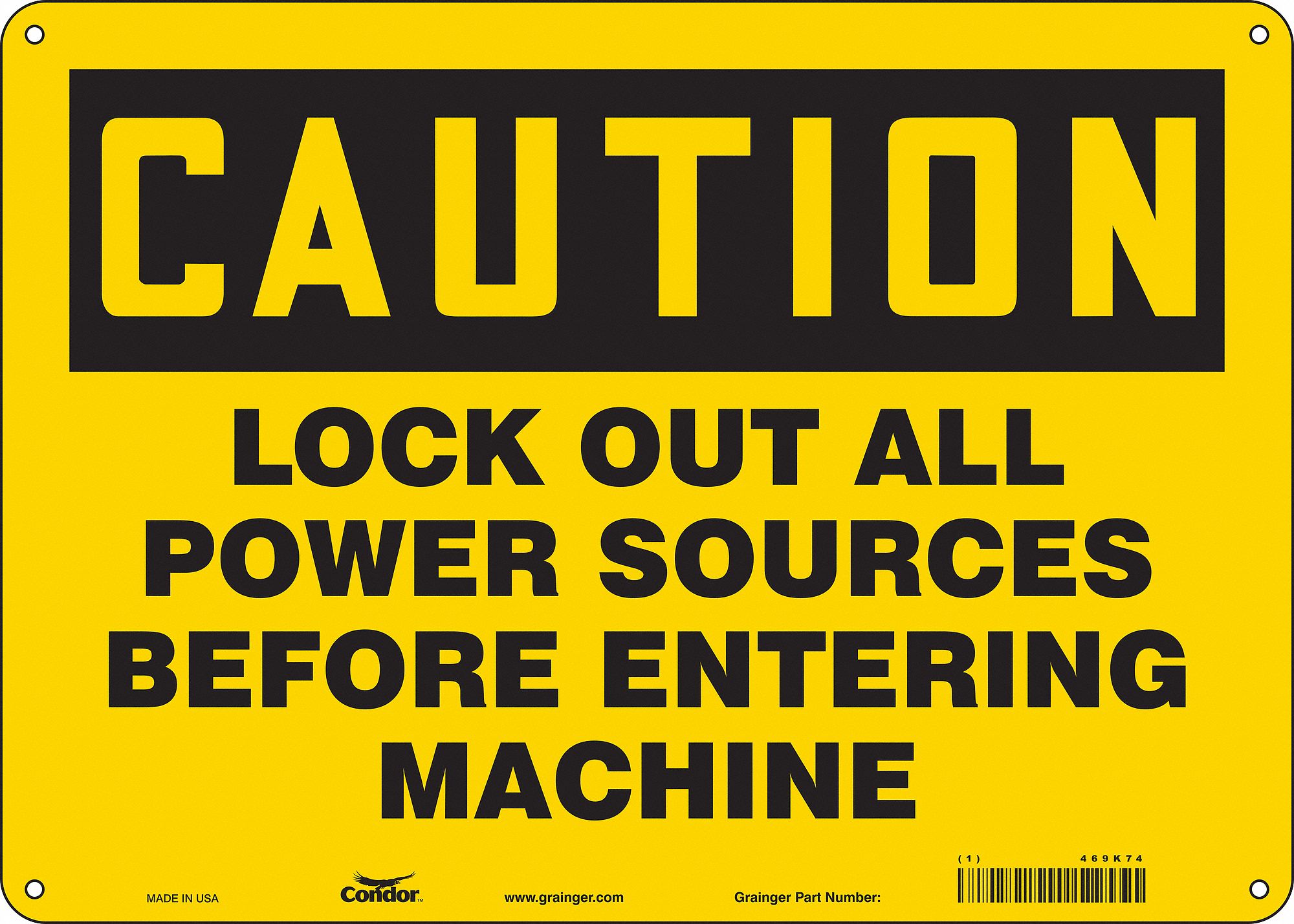 Safety Sign: Aluminum, Mounting Holes Sign Mounting, 10 in x 14 in Nominal Sign Size, 0.032 in Thick