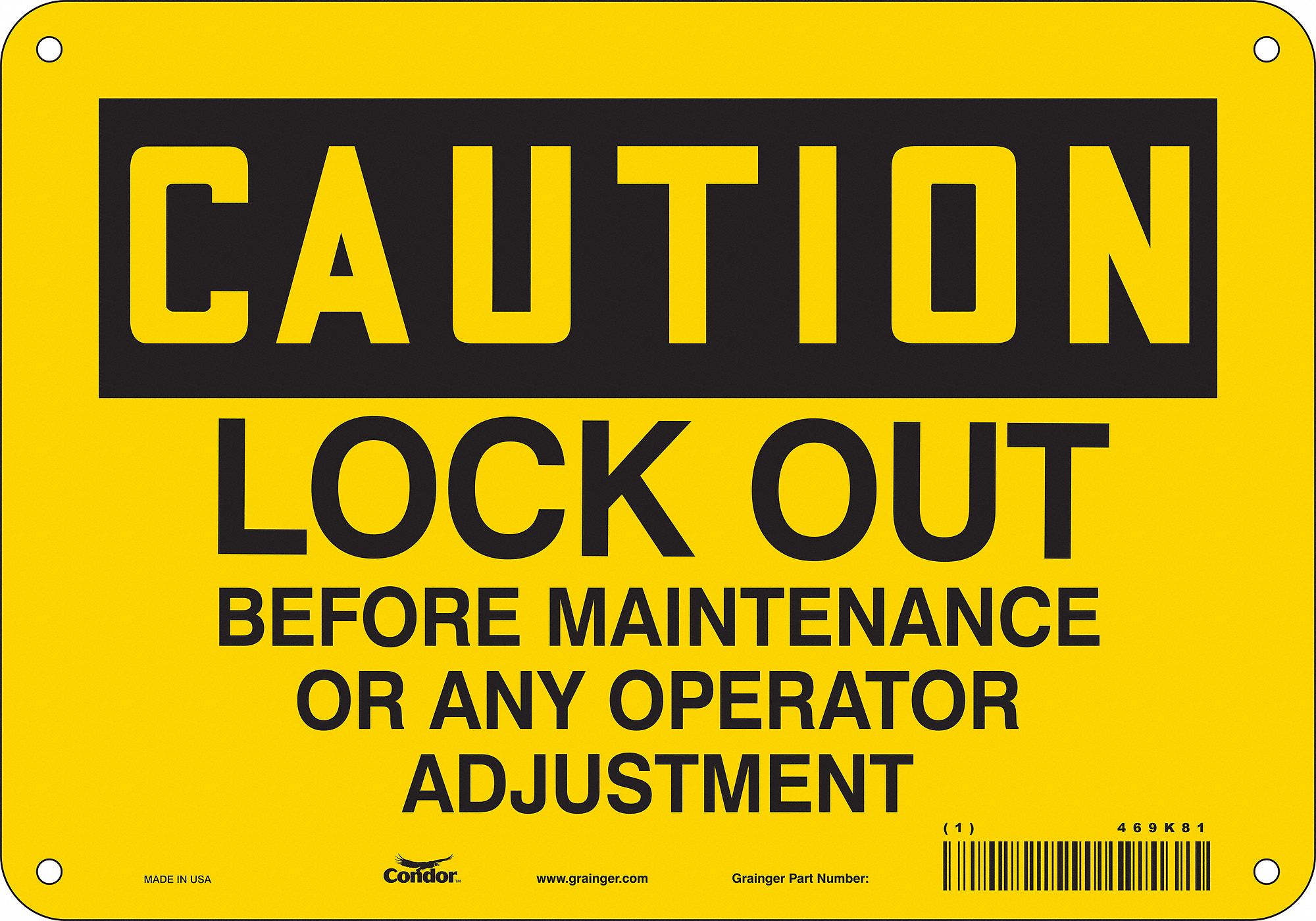 Safety Sign: Polyethylene, Mounting Holes Sign Mounting, 7 in x 10 in Nominal Sign Size, Caution