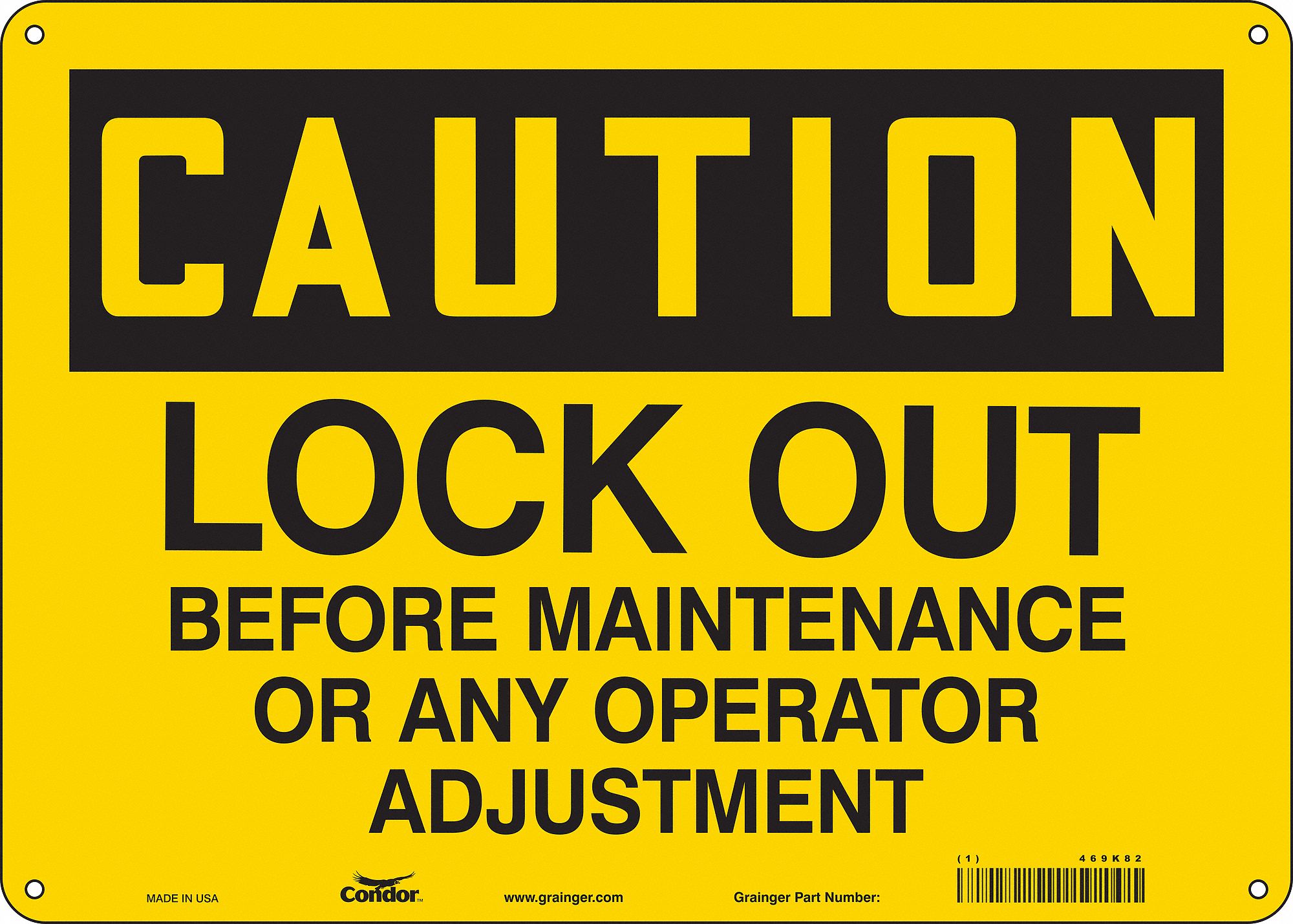 Safety Sign: Polyethylene, Mounting Holes Sign Mounting, 10 in x 14 in Nominal Sign Size, Caution
