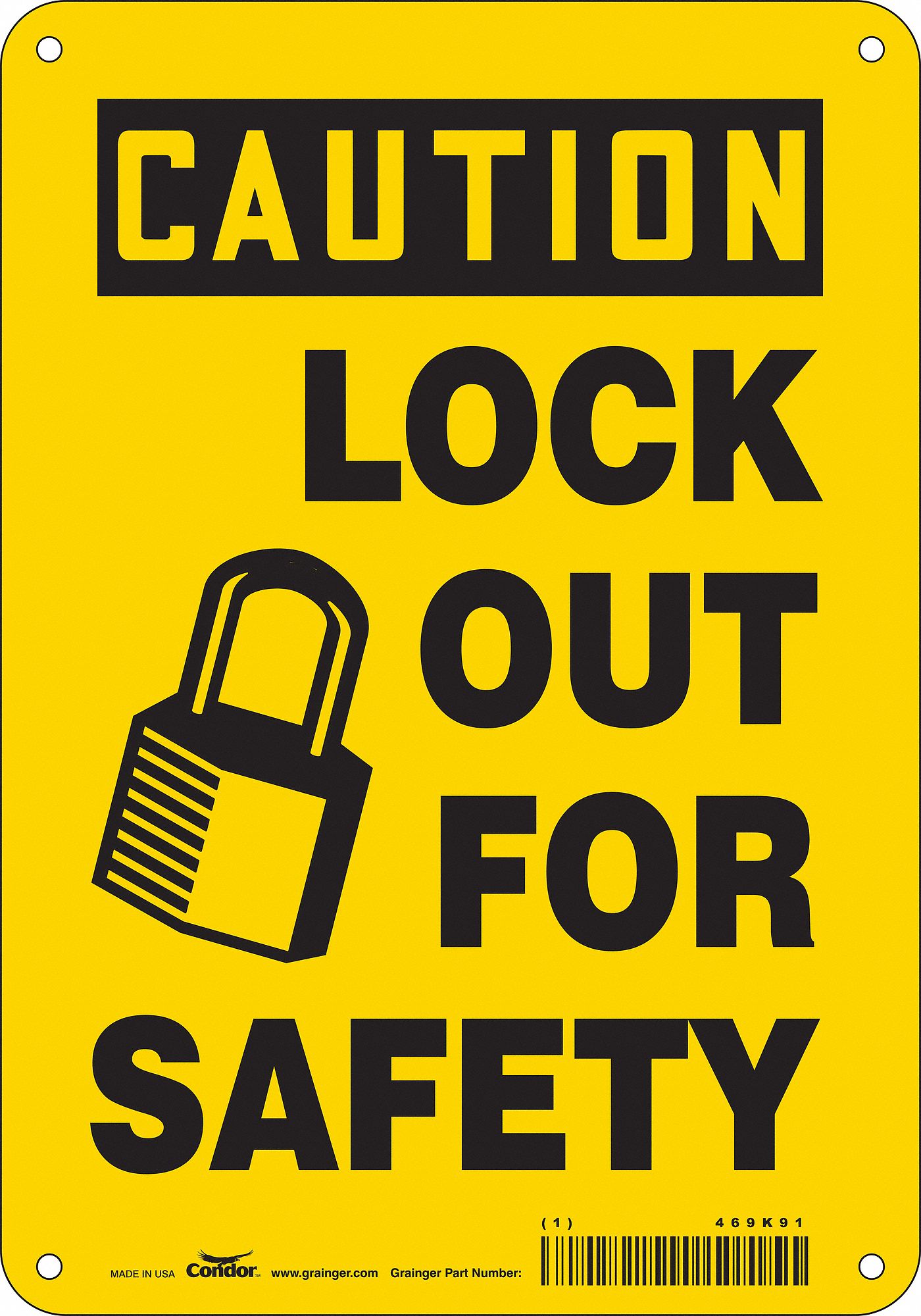 Safety Sign: Aluminum, Mounting Holes Sign Mounting, 10 in x 7 in Nominal Sign Size, 0.032 in Thick