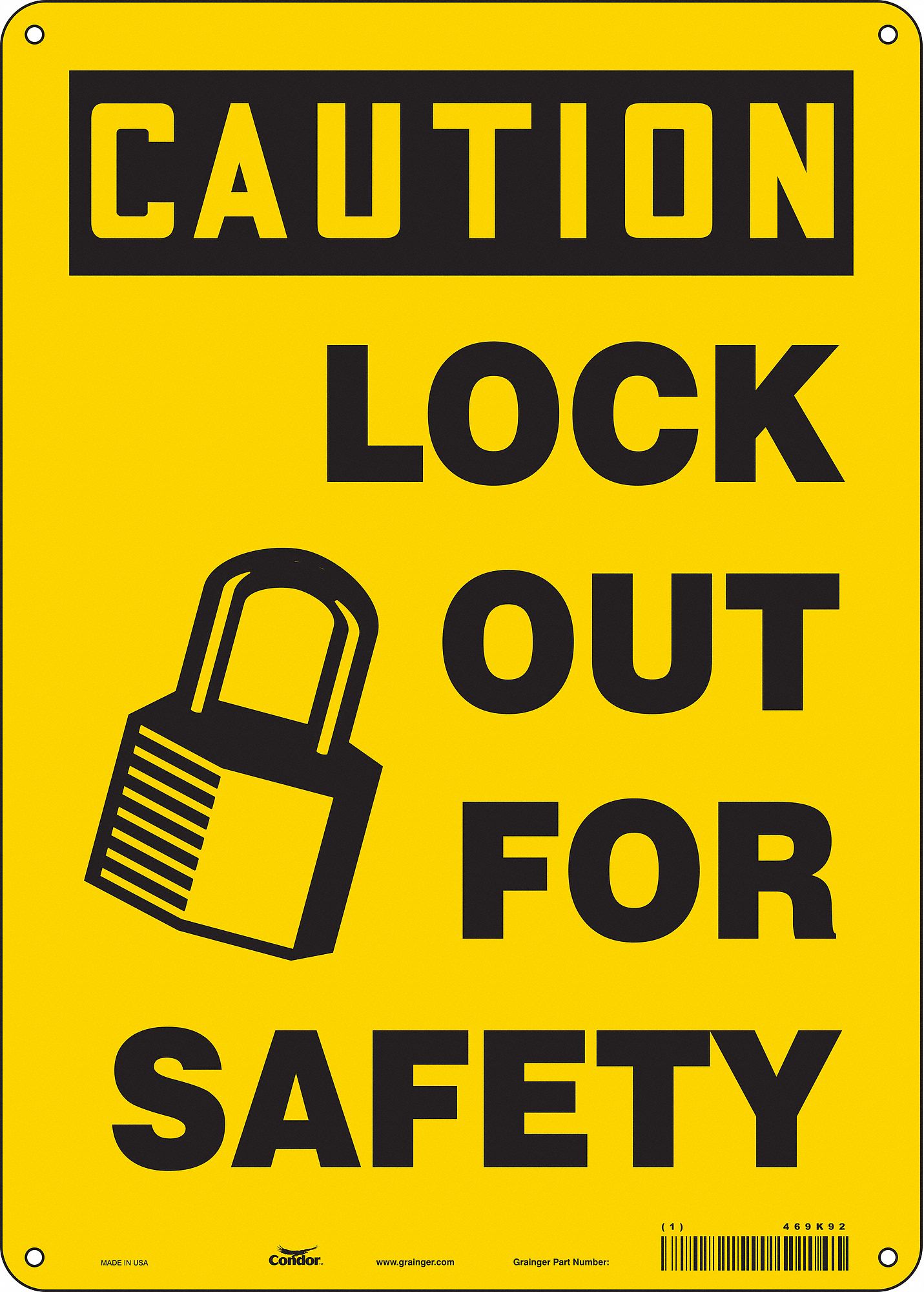 Safety Sign: Aluminum, Mounting Holes Sign Mounting, 14 in x 10 in Nominal Sign Size, 0.032 in Thick