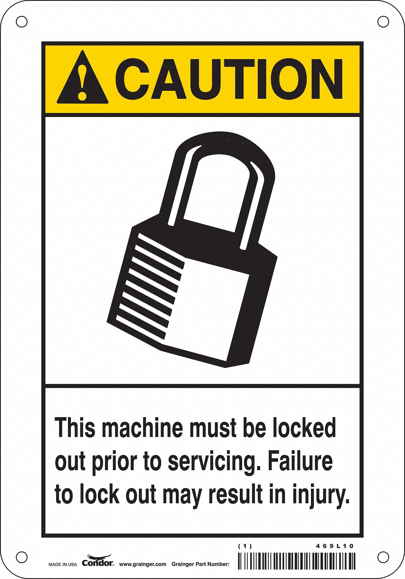 Safety Sign: Aluminum, Mounting Holes Sign Mounting, 10 in x 7 in Nominal Sign Size, 0.032 in Thick