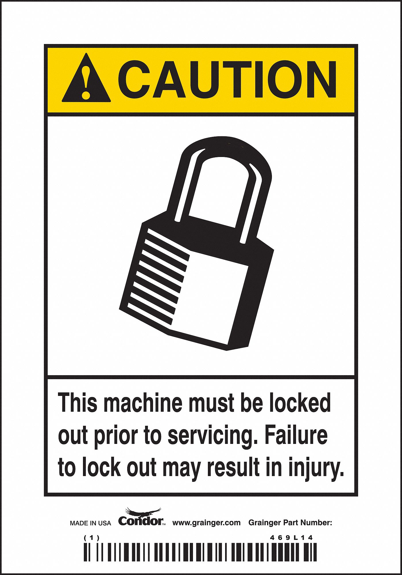 Safety Sign: Vinyl, Adhesive Sign Mounting, 5 in x 3 1/2 in Nominal Sign Size, Not Retroreflective
