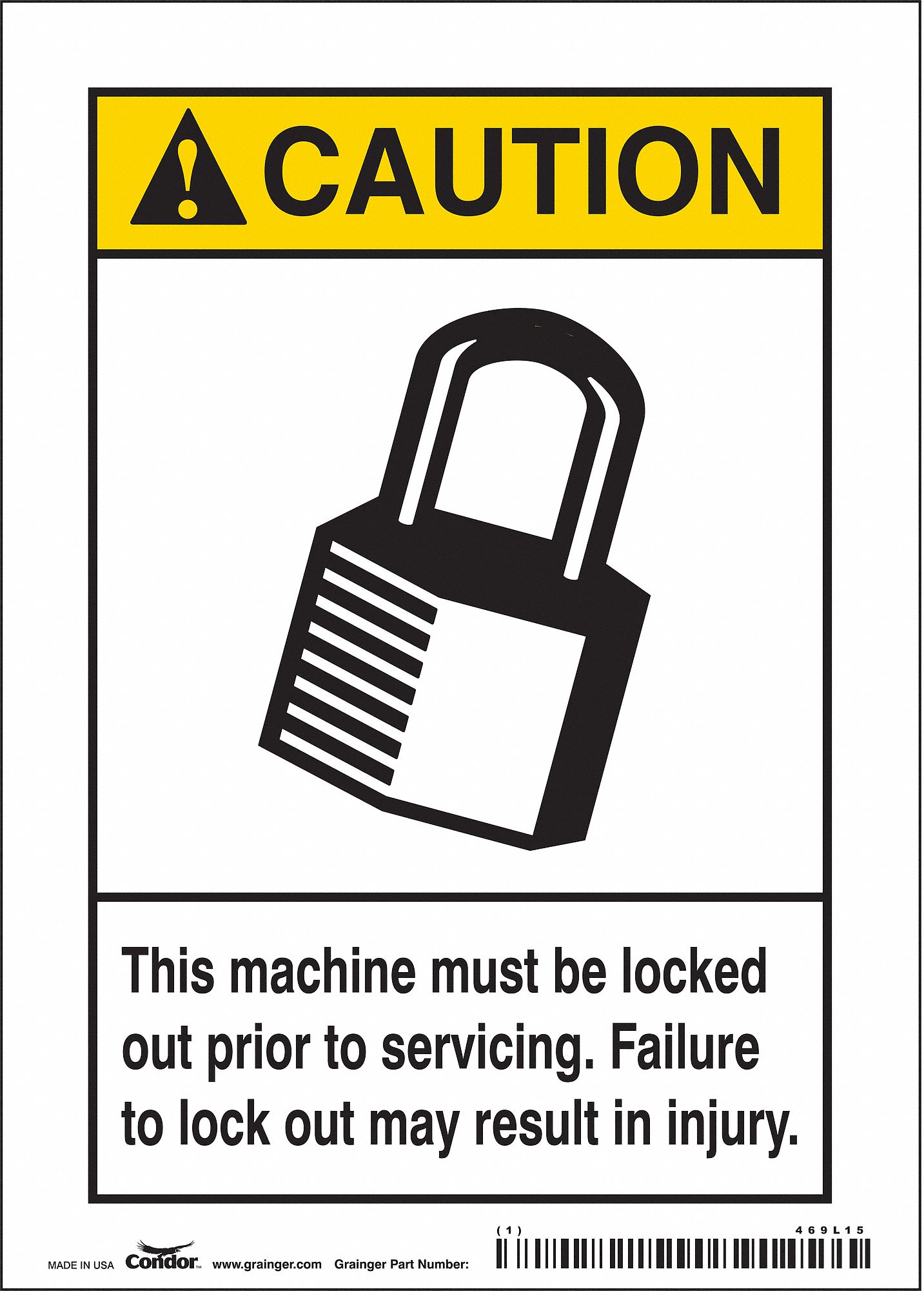 Safety Sign: Vinyl, Adhesive Sign Mounting, 7 in x 5 in Nominal Sign Size, Not Retroreflective