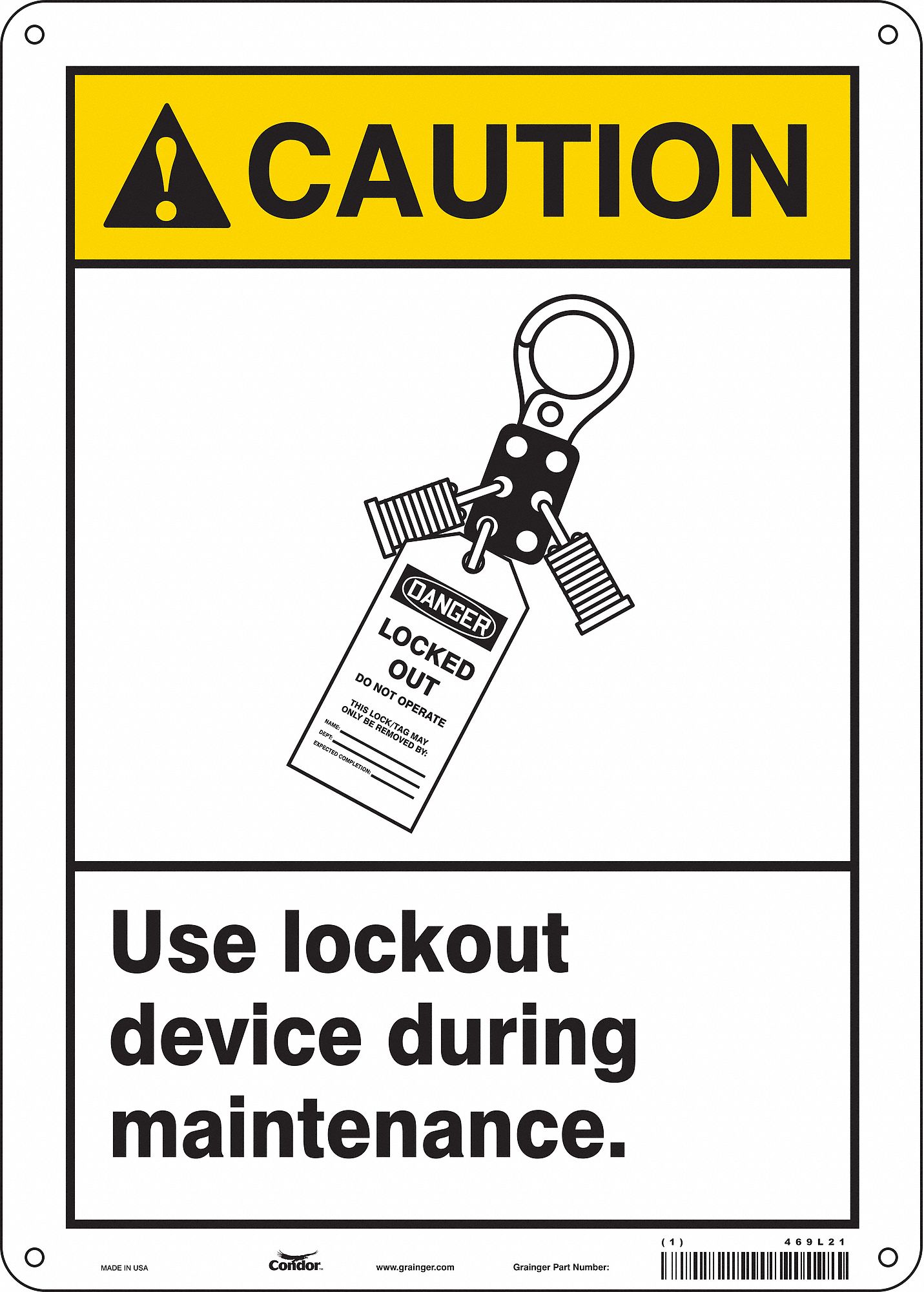 Safety Sign, 14 in x 10 in, Polyethylene