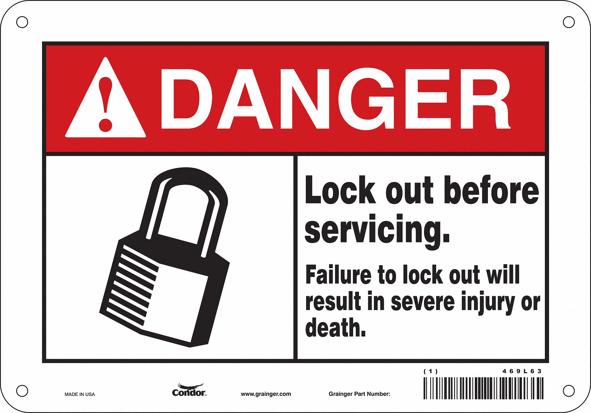 Safety Sign: Aluminum, Mounting Holes Sign Mounting, 7 in x 10 in Nominal Sign Size, 0.032 in Thick