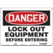 Danger: Lock Out Equipment Before Entering Signs