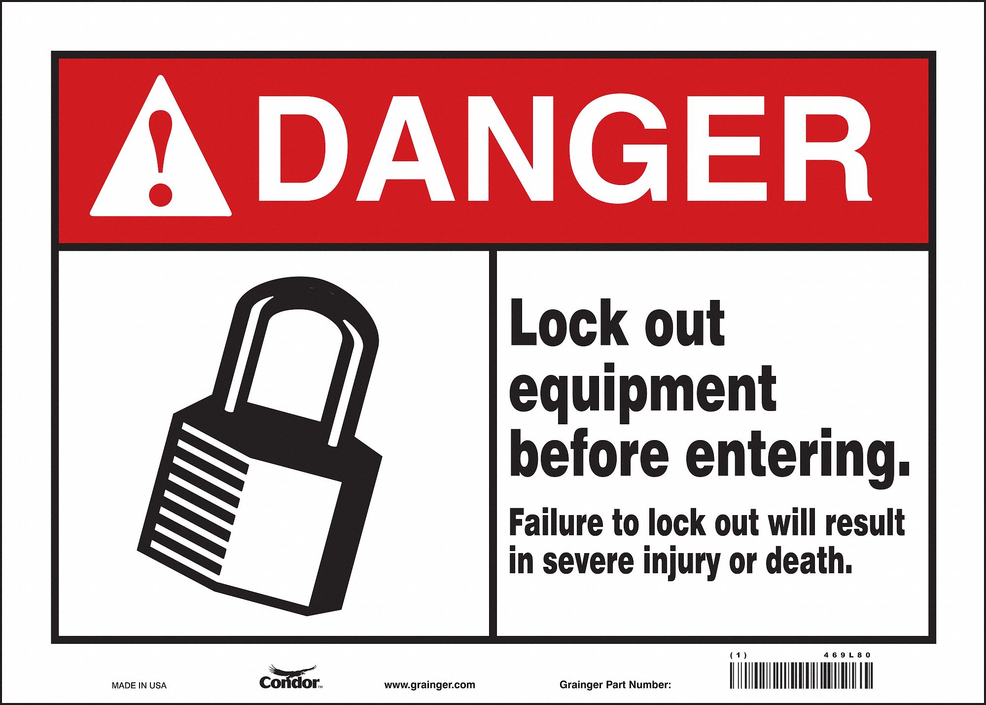 Safety Sign: Polyethylene, Mounting Holes Sign Mounting, 10 in x 14 in Nominal Sign Size, Danger