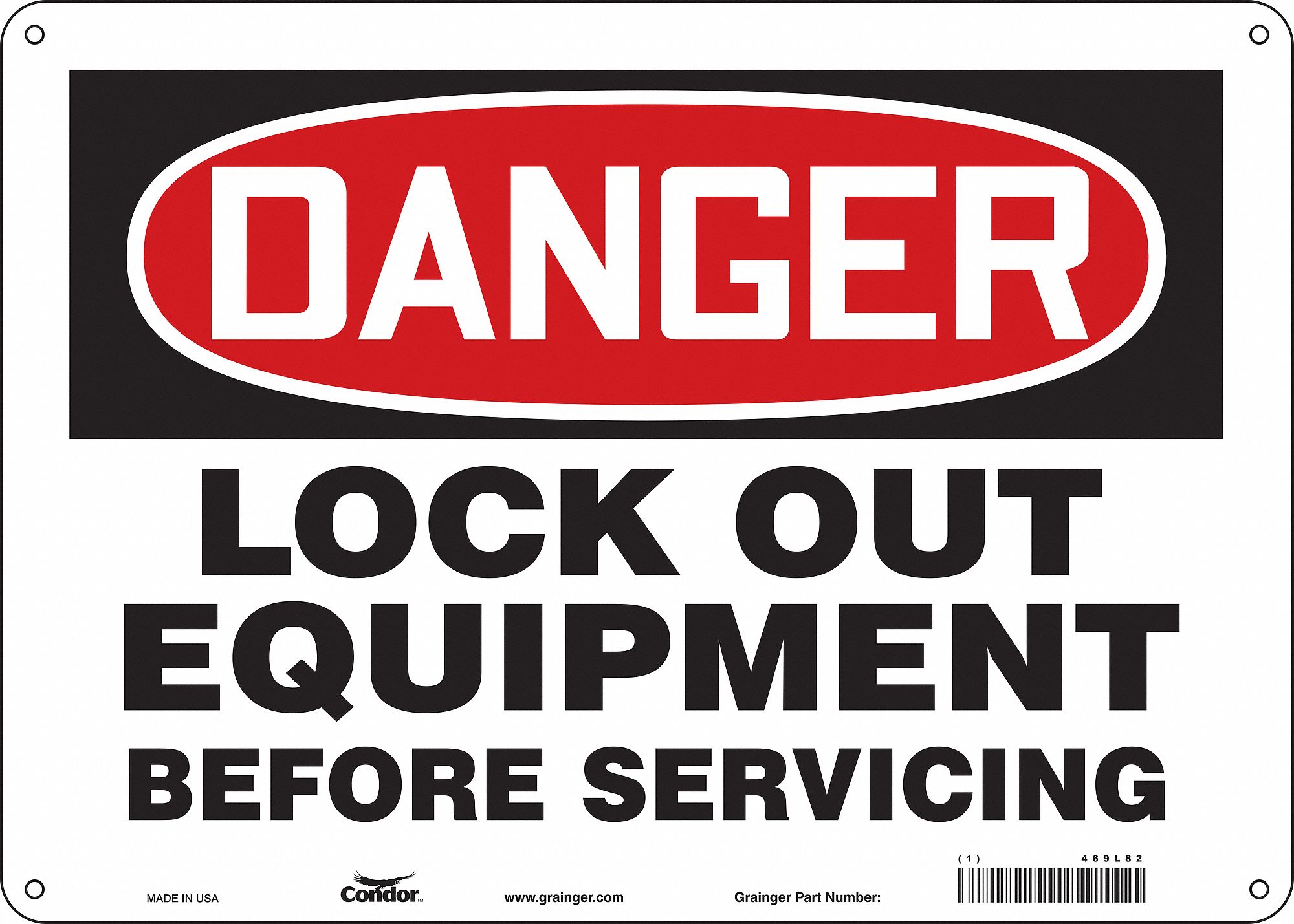 Safety Sign: Aluminum, Mounting Holes Sign Mounting, 10 in x 14 in Nominal Sign Size, 0.032 in Thick