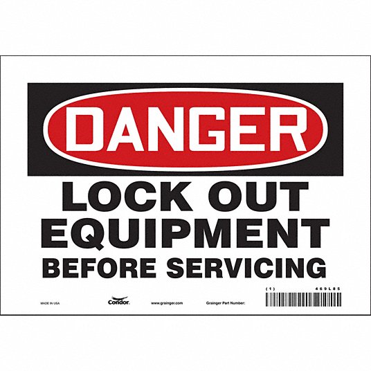 Danger Lockout Equipment Before Servicing Osha Metal Sign