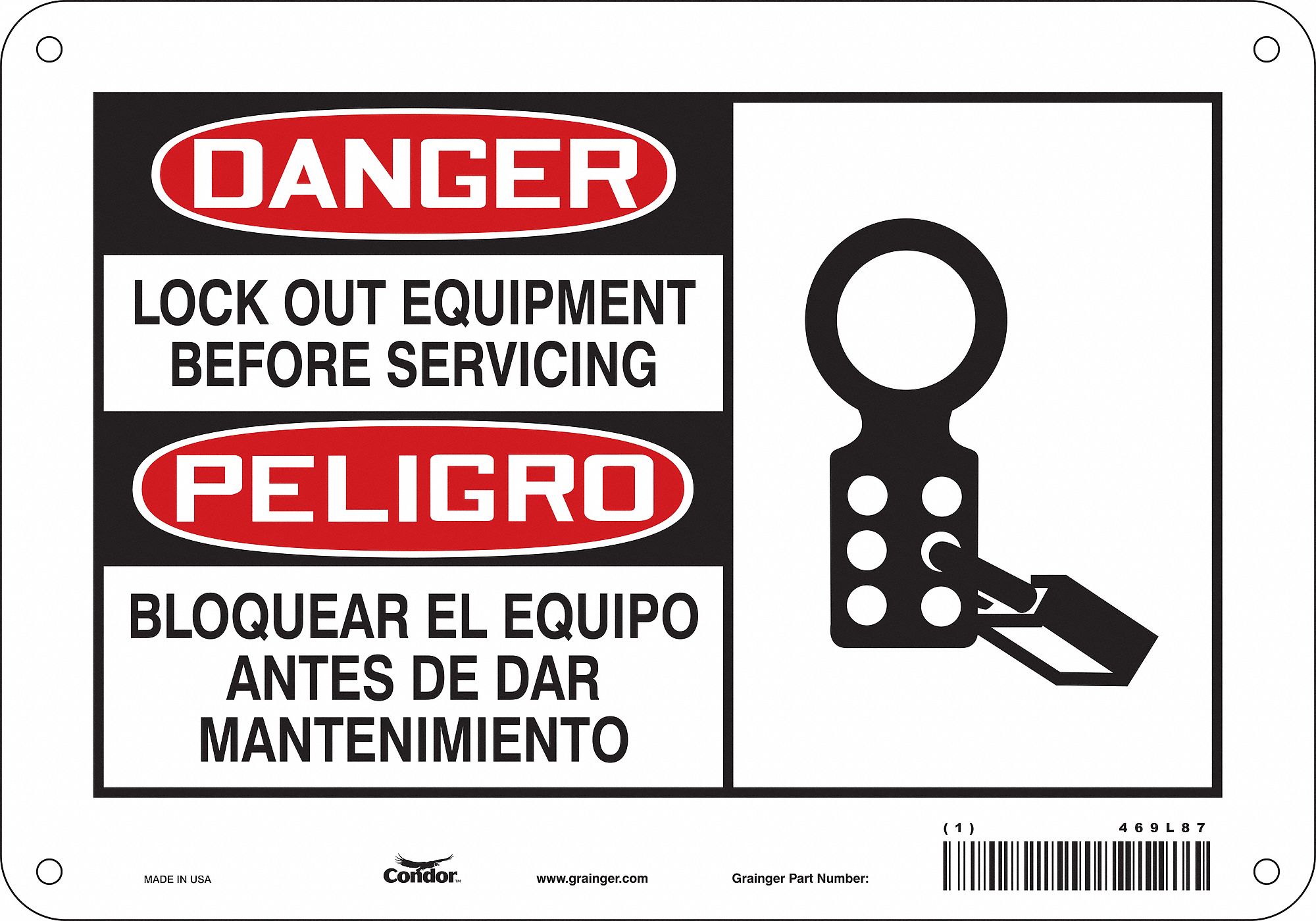 Safety Sign: Aluminum, Mounting Holes Sign Mounting, 7 in x 10 in Nominal Sign Size, 0.032 in Thick