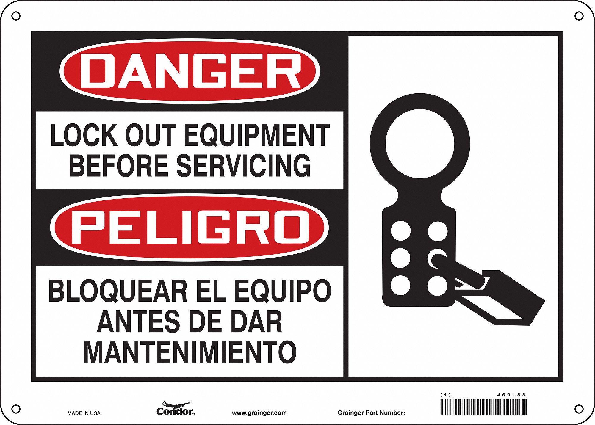 Safety Sign: Aluminum, Mounting Holes Sign Mounting, 10 in x 14 in Nominal Sign Size, 0.032 in Thick