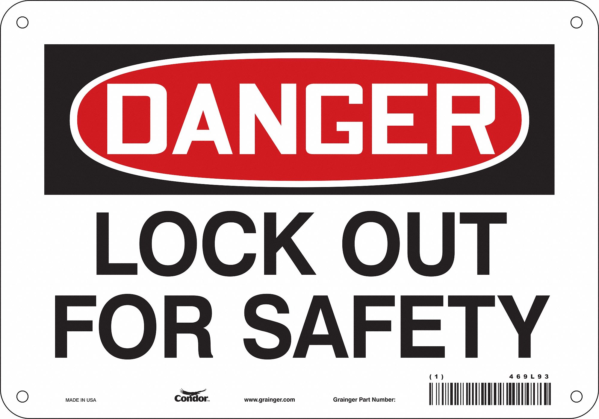 Safety Sign: Aluminum, Mounting Holes Sign Mounting, 7 in x 10 in Nominal Sign Size, 0.032 in Thick