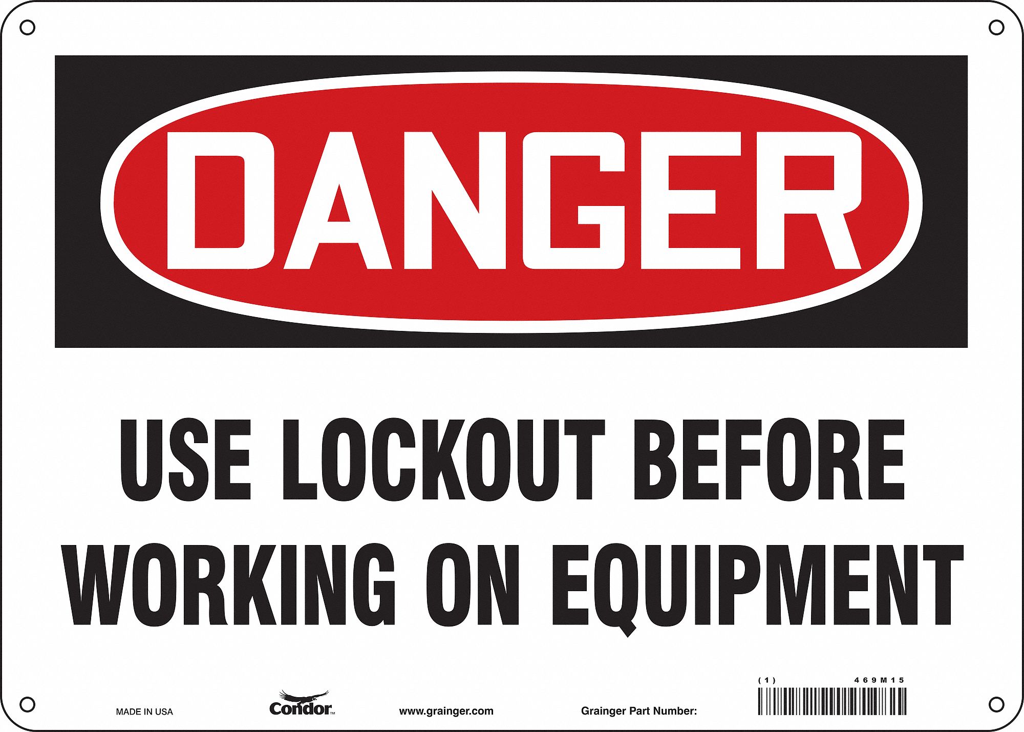 Safety Sign: Polyethylene, Mounting Holes Sign Mounting, 10 in x 14 in Nominal Sign Size, Danger
