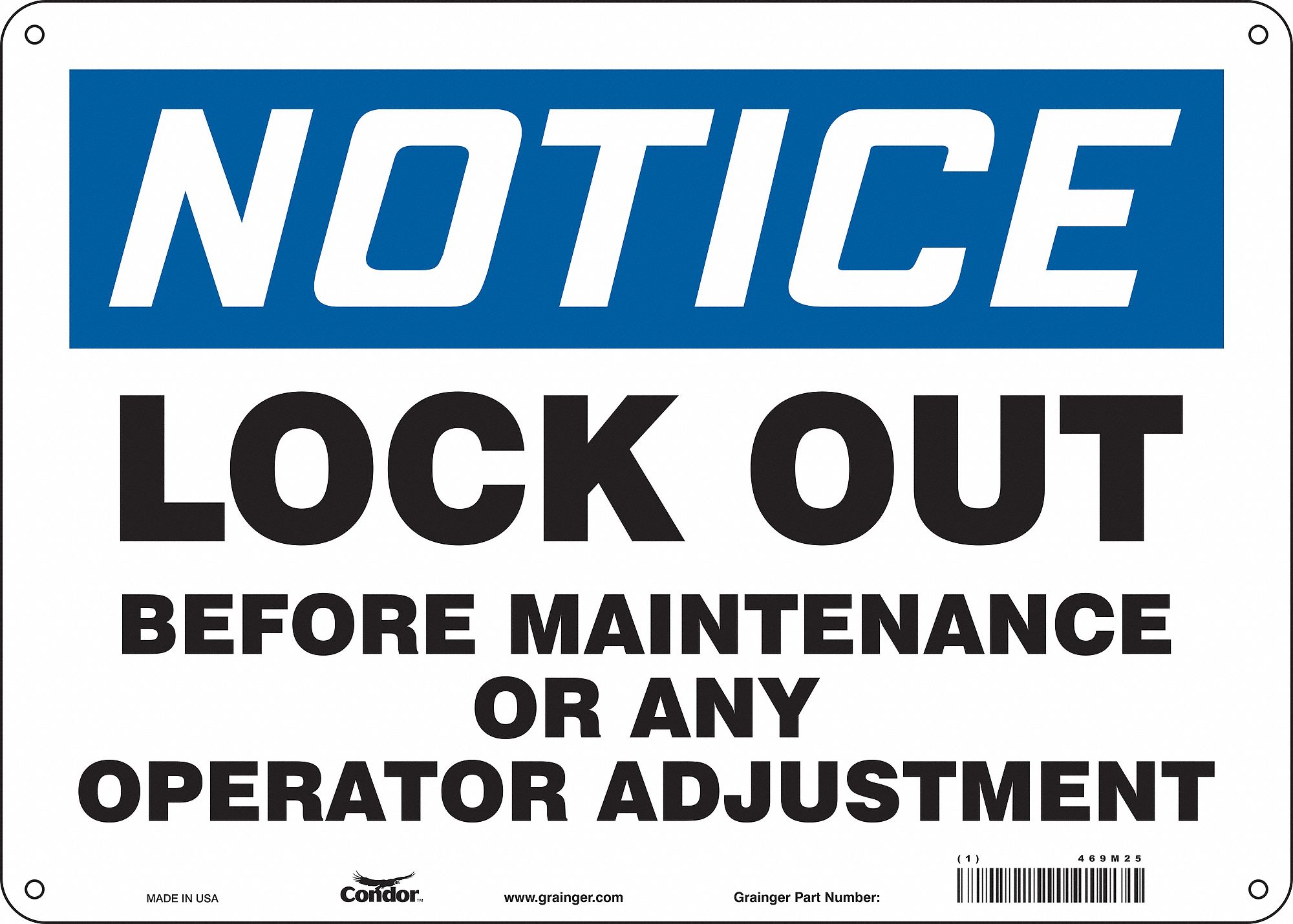 Safety Sign: Aluminum, Mounting Holes Sign Mounting, 10 in x 14 in Nominal Sign Size, 0.032 in Thick