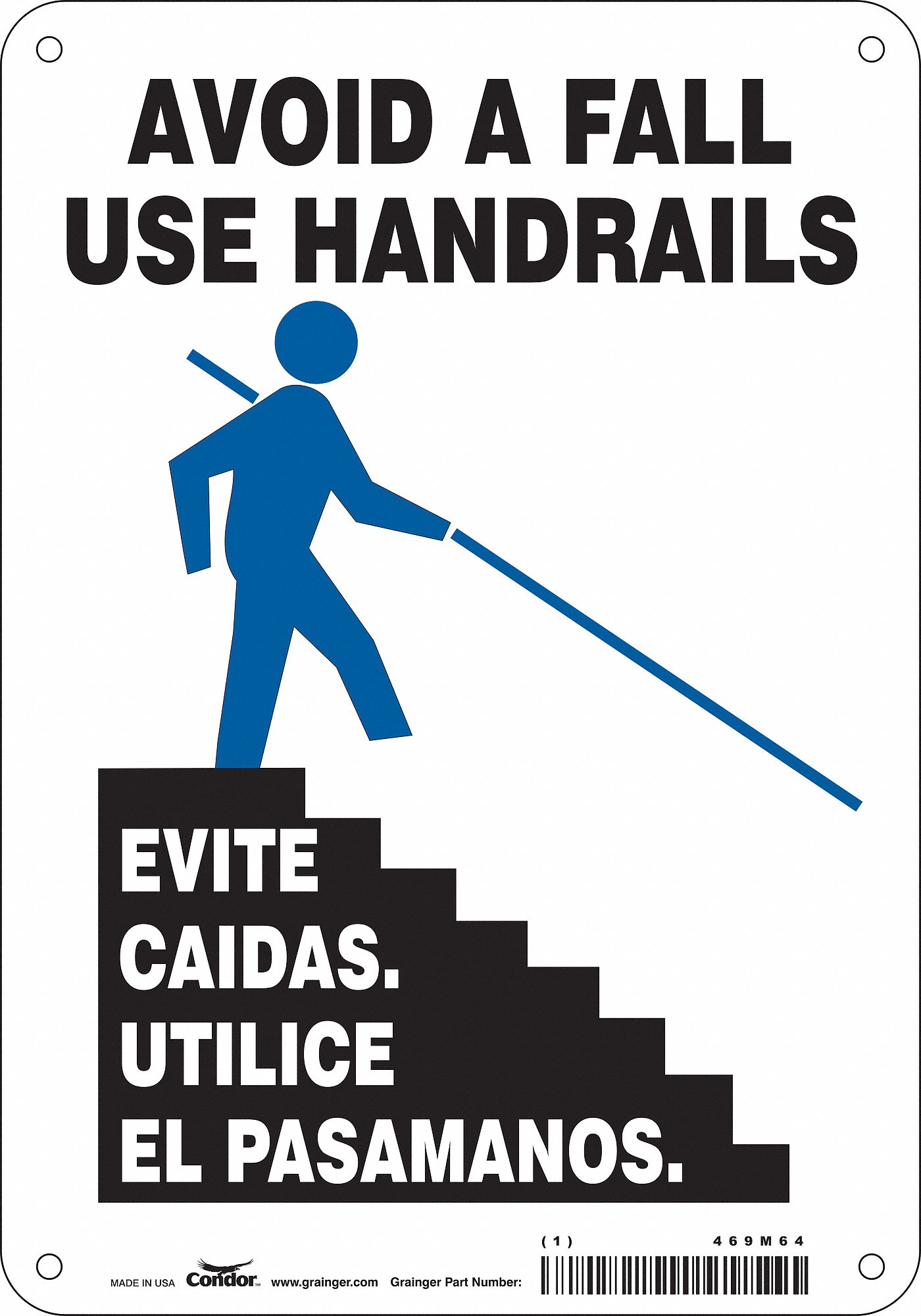 Safety Sign: Polyethylene, Mounting Holes Sign Mounting, 10 in x 7 in Nominal Sign Size, No Header