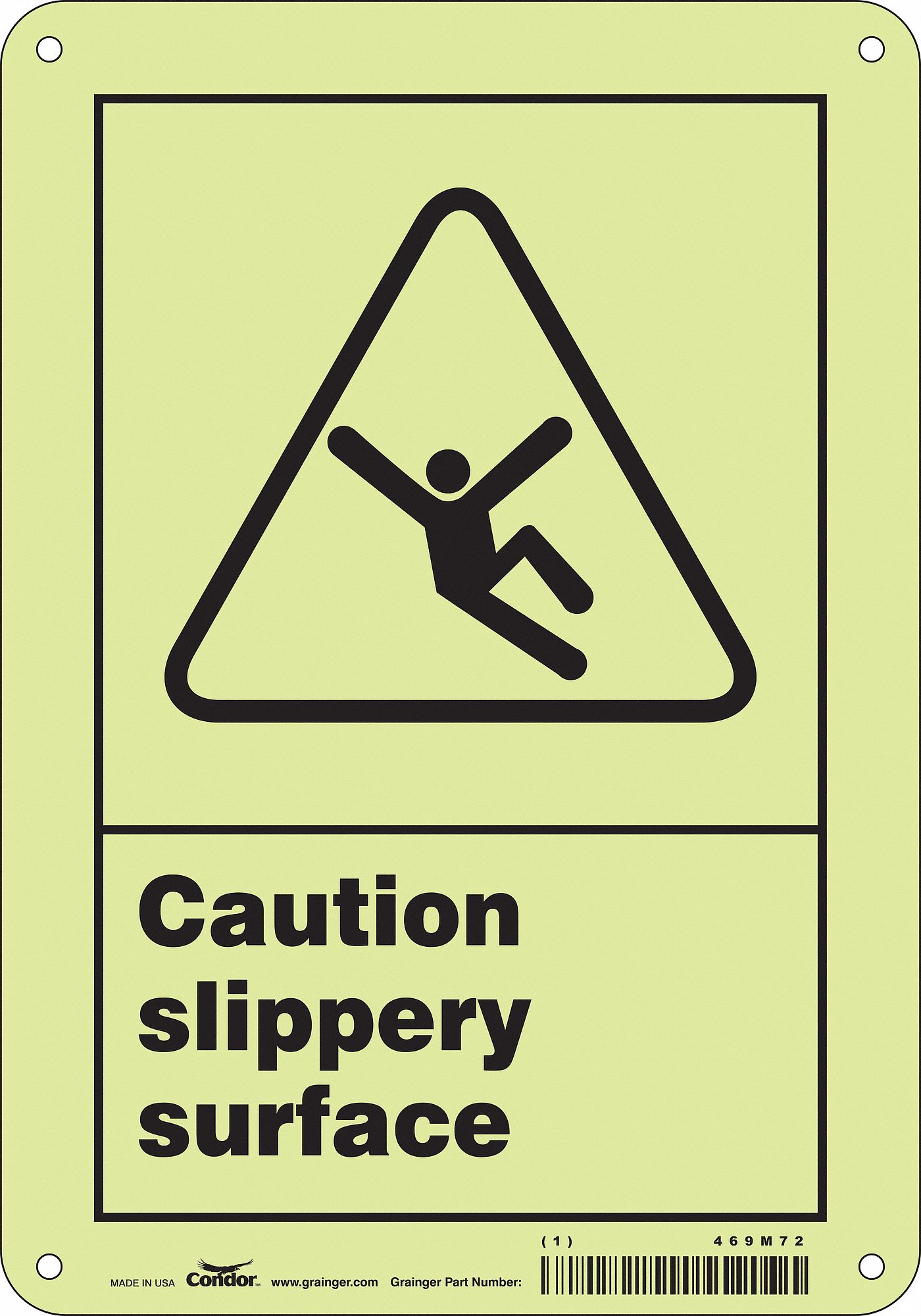 Safety Sign: Polyethylene, Mounting Holes Sign Mounting, 10 in x 7 in Nominal Sign Size, No Header